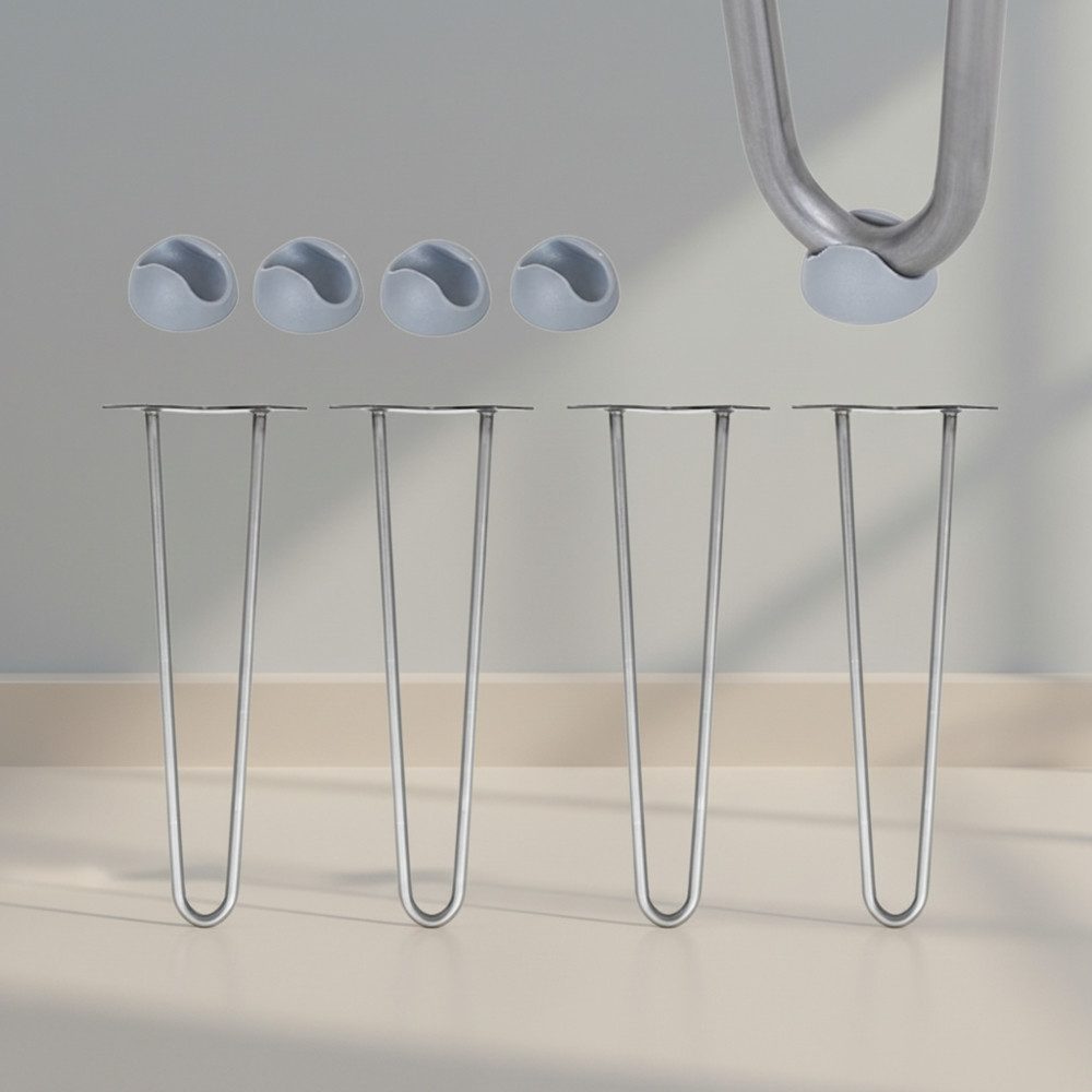 Melko Tischbein Tischgestell Tischbeine Hairpin 4er-Set Schwarz Silber Stahl Tischkufe, Robust & Stabil