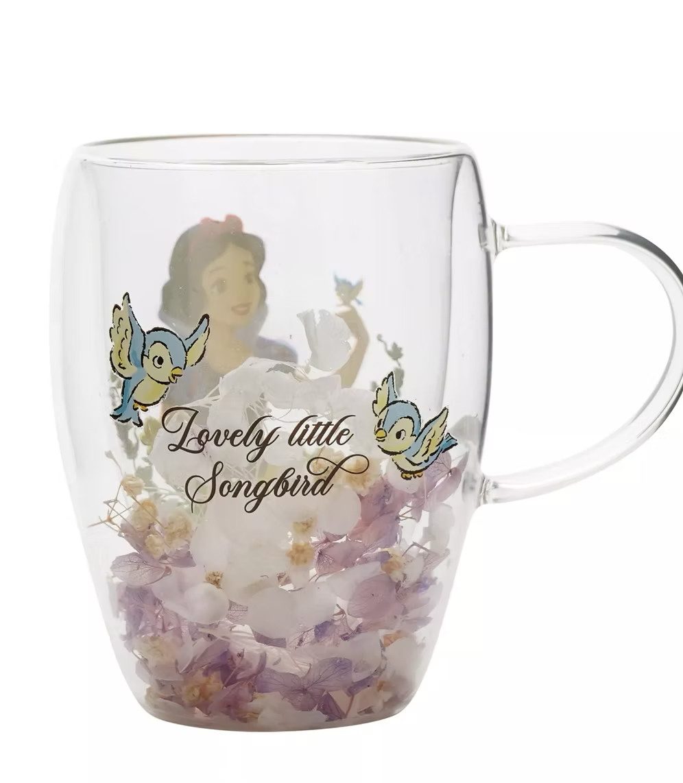 Disney Glas Designer 3D Glas Jasmin Aladdin Pastell mit echten Blumen & effekt, 1-tlg.