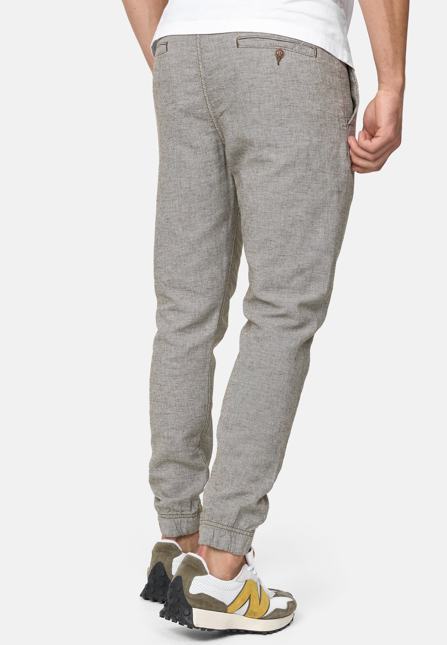 Indicode Leinenhose Herren Blnda Sommerhose Leinen Herrenhose samt dekorativem Gürtel aus Kordeln