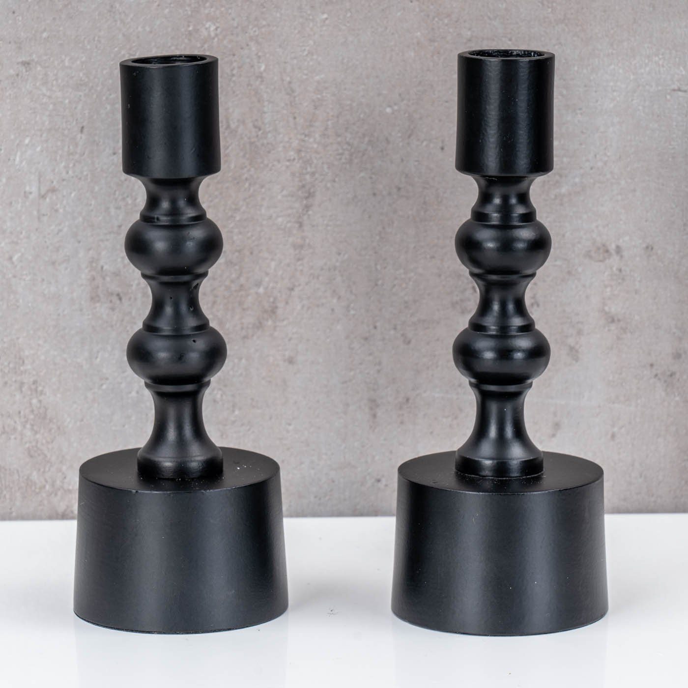 Levandeo® Tischkerzenhalter, Stabkerzen H17cm Kerzenständer 2er Metall Kerzenhalter Schwarz Set