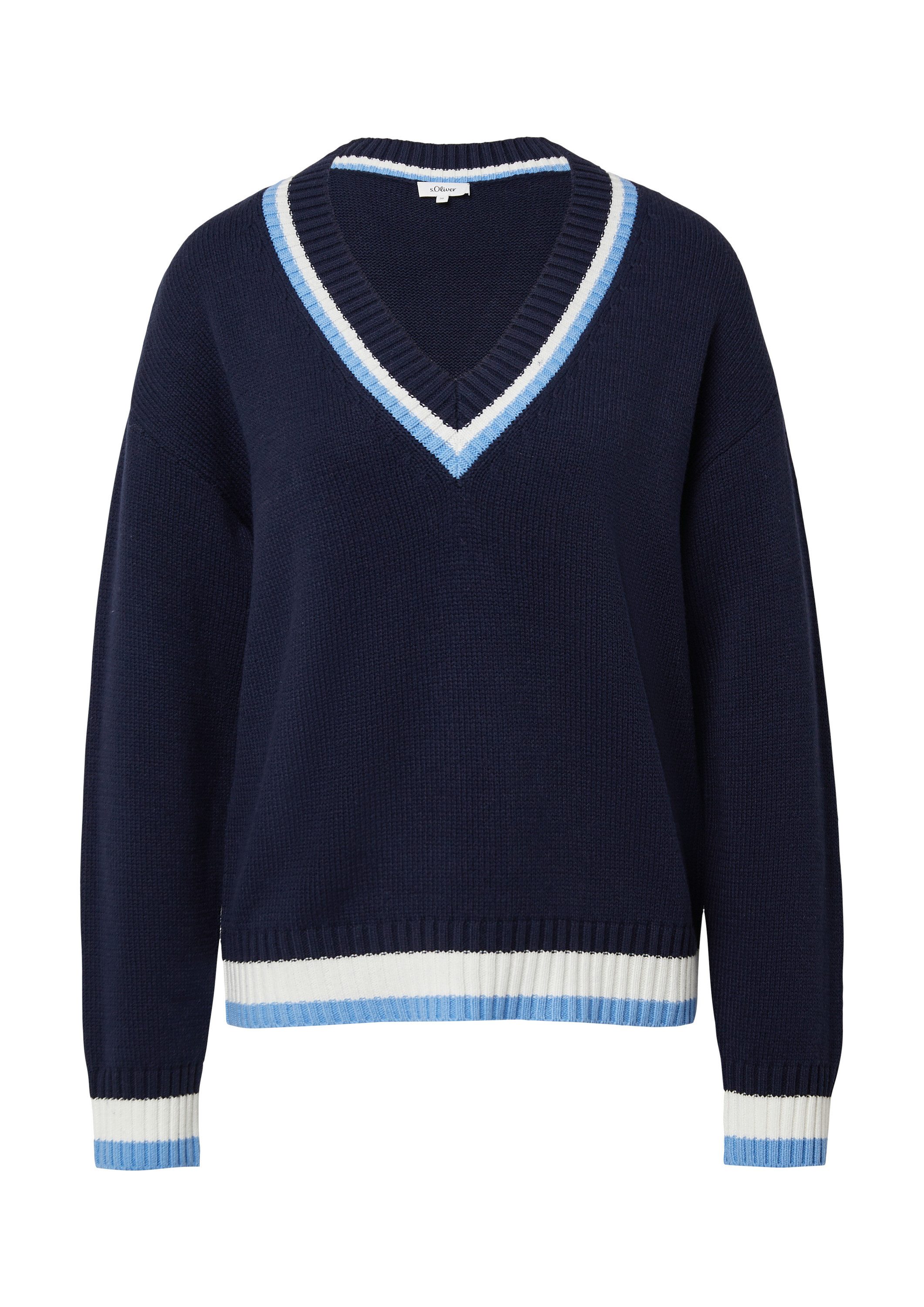 s.Oliver Longpullover Strickpullover Strickpullover aus Baumwollmix mit tie günstig online kaufen