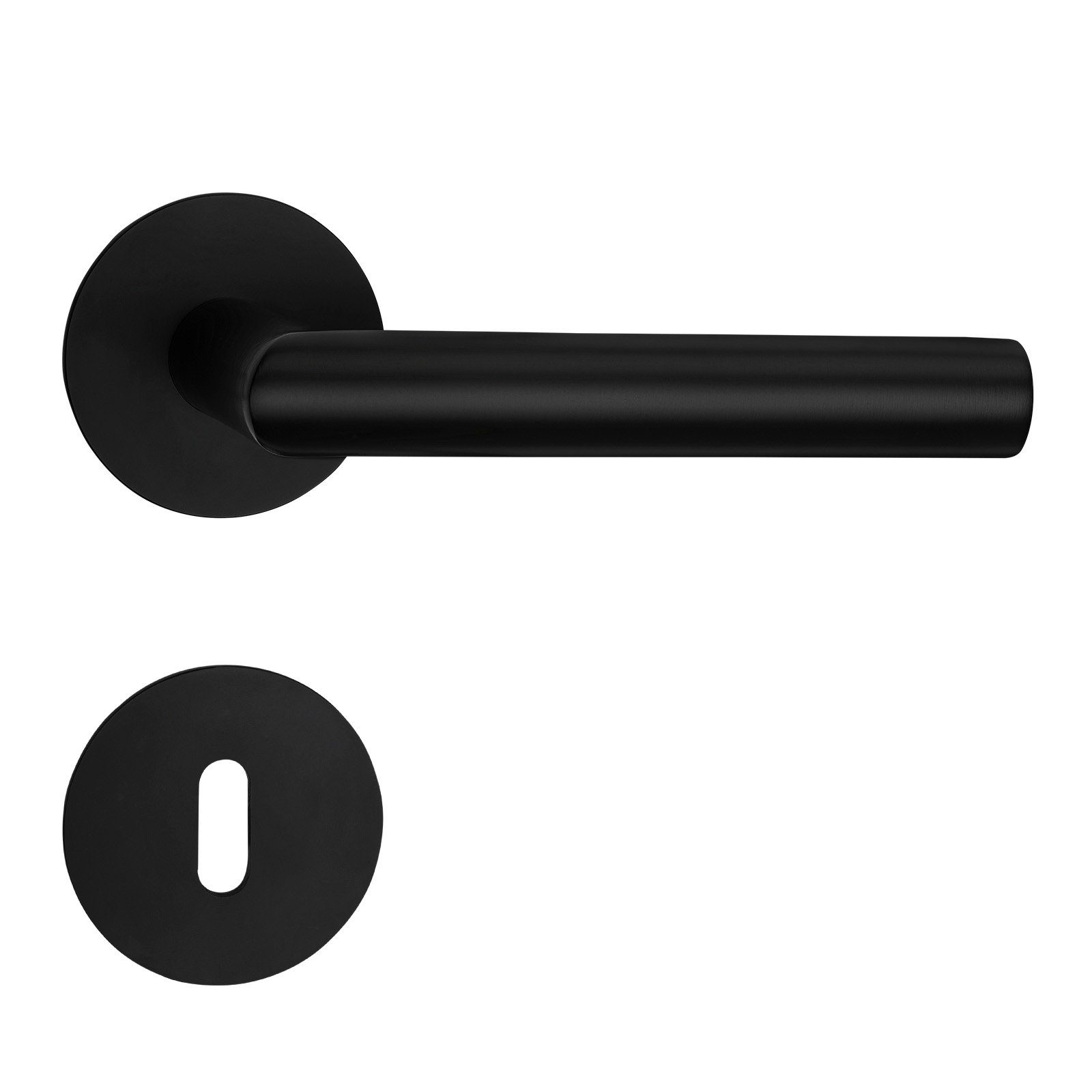 SO-TECH® Drückergarnitur THORE Edelstahl, Flachrosetten, magnetische Cliptechnik, für Profilzylinder Eingangstür schwarz galvanisiert