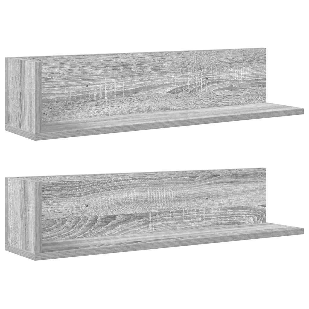 vidaXL Regal Wandregale 2 Stk. Grau Sonoma 75x16,5x16,5 cm Holzwerkstoff, 1 günstig online kaufen