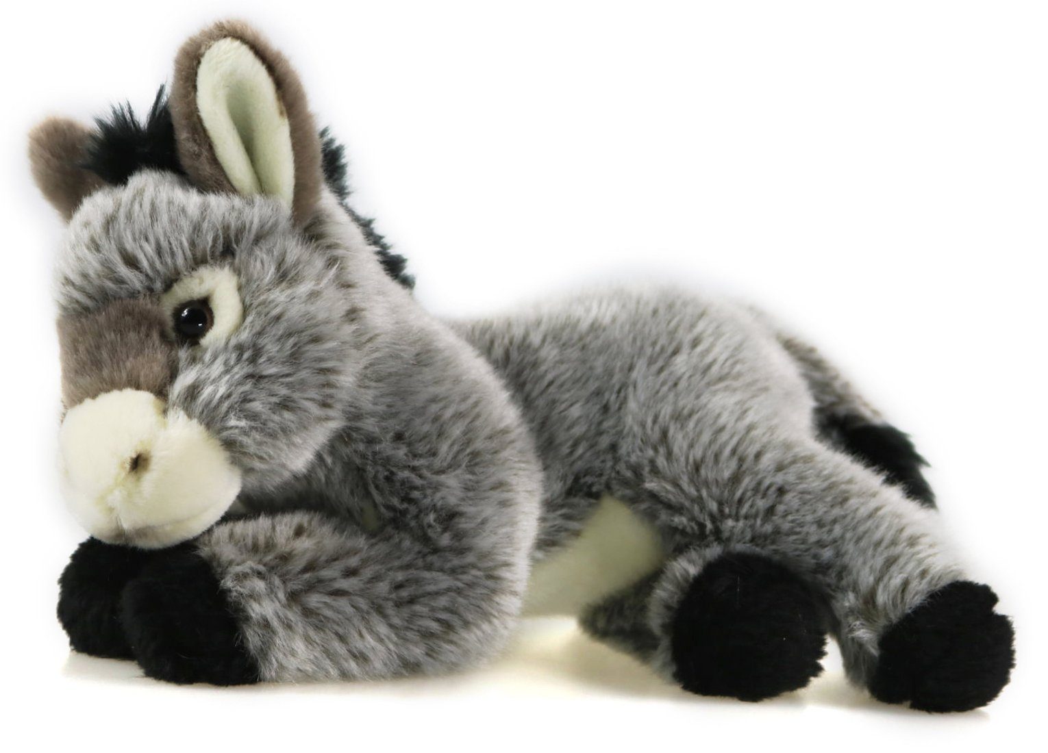 Uni-Toys Kuscheltier Esel, liegend - 28 cm (Länge) - Plüsch-Esel - Plüschtier, zu 100 % recyceltes Füllmaterial