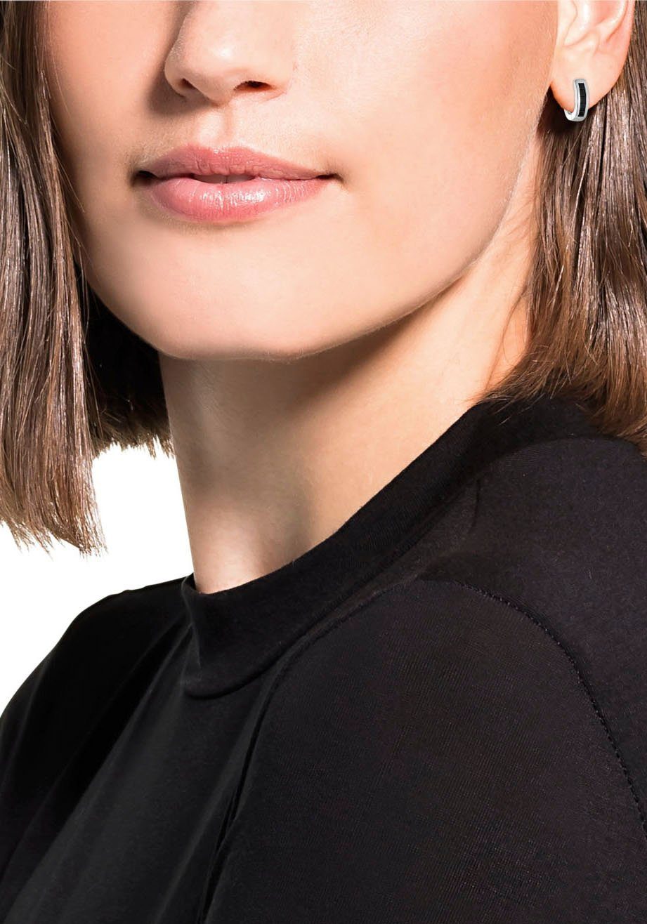 Amor Paar Creolen Black Hoops, mit Zirkonia (synth)