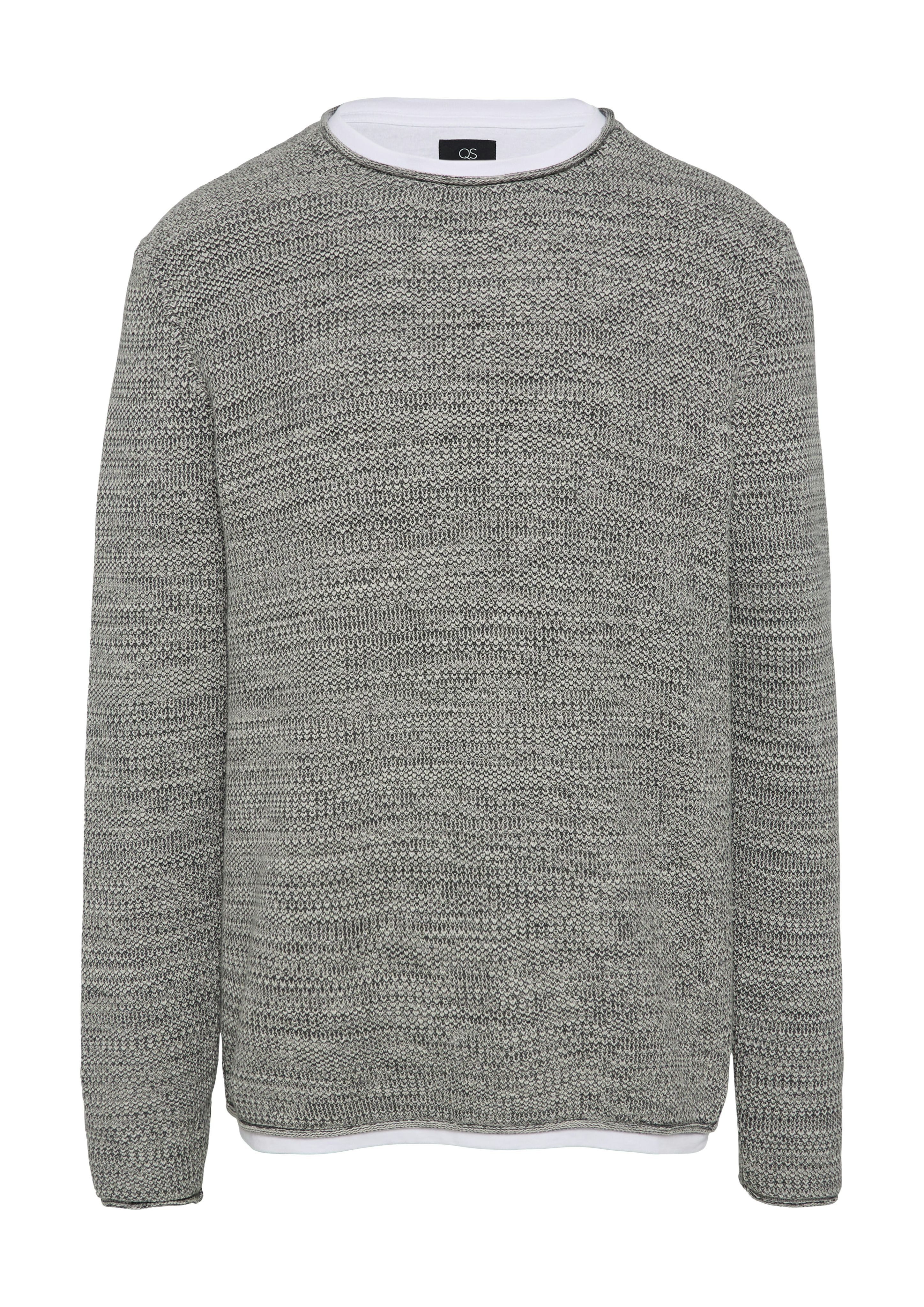 QS Strickpullover Melierter Strickpullover mit Layering-Detail günstig online kaufen