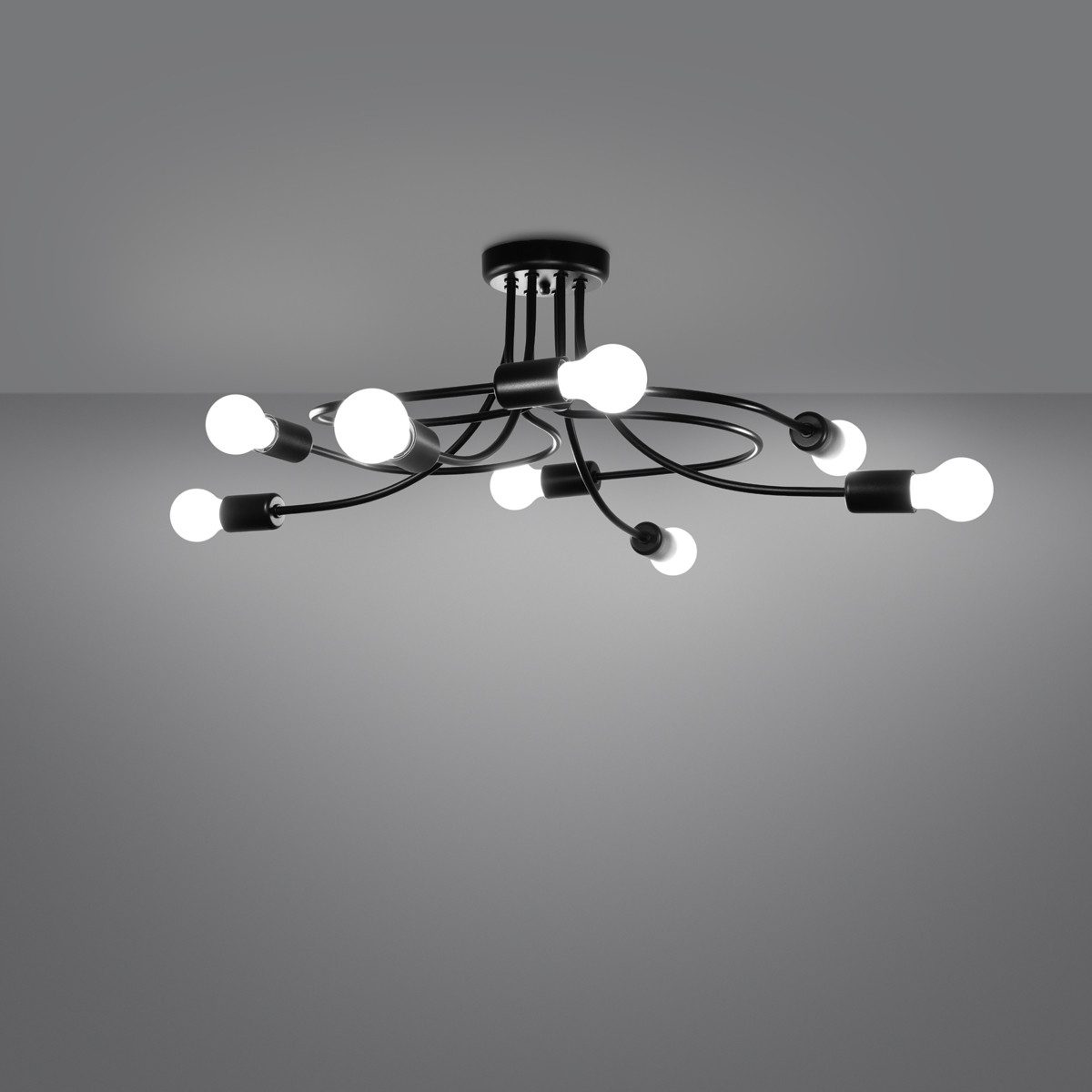 SOLLUX lighting Kronleuchter Kronleuchter Levar 8 Schwarz, Nicht enthalten