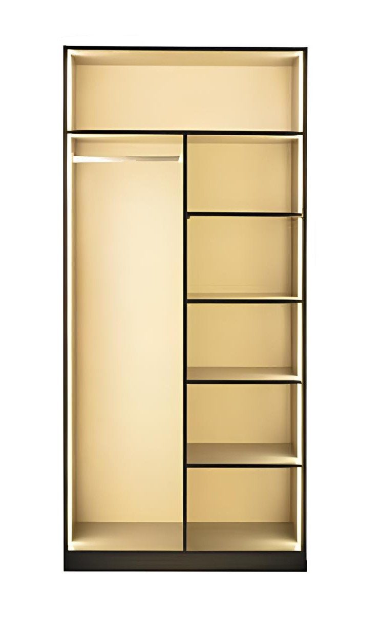 Xlmoebel Kleiderschrank Kleiderschrank Modul Offen Regale Modern Schwarz Luxus Beleuchtung (1-St., 1-tlg)