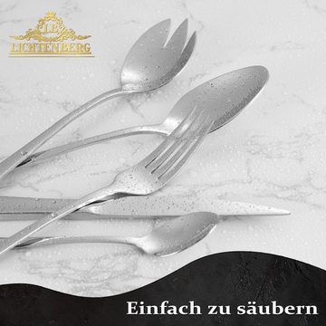 LB LICHTENBERG Besteck-Set 72-tlg. Besteck Set Für 12 Personen, 18/10 Edelstahl, glänzend Silber, inkl. Messer, Gabel, Löffel, Teelöffel Besteck, Spülmaschinenfest