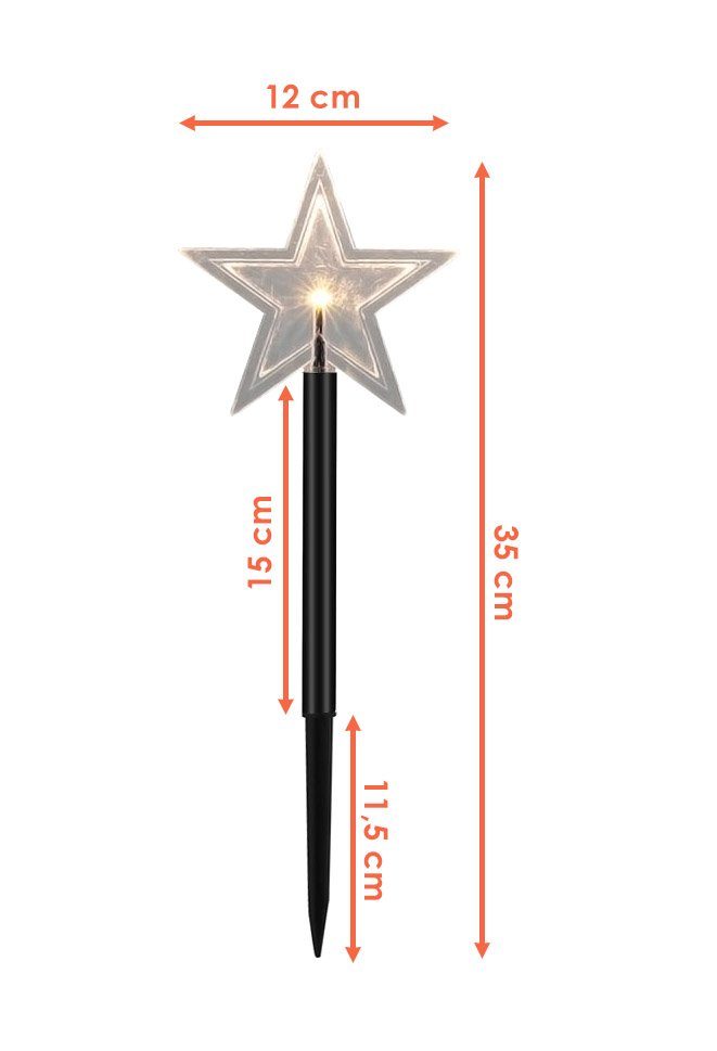 Spetebo LED Dekofigur LED Garten Stern Leuchtstäbe 5er Set - je 35 cm, An / Aus / Timer, LED, warmweiß, für den Außenbereich geeignet