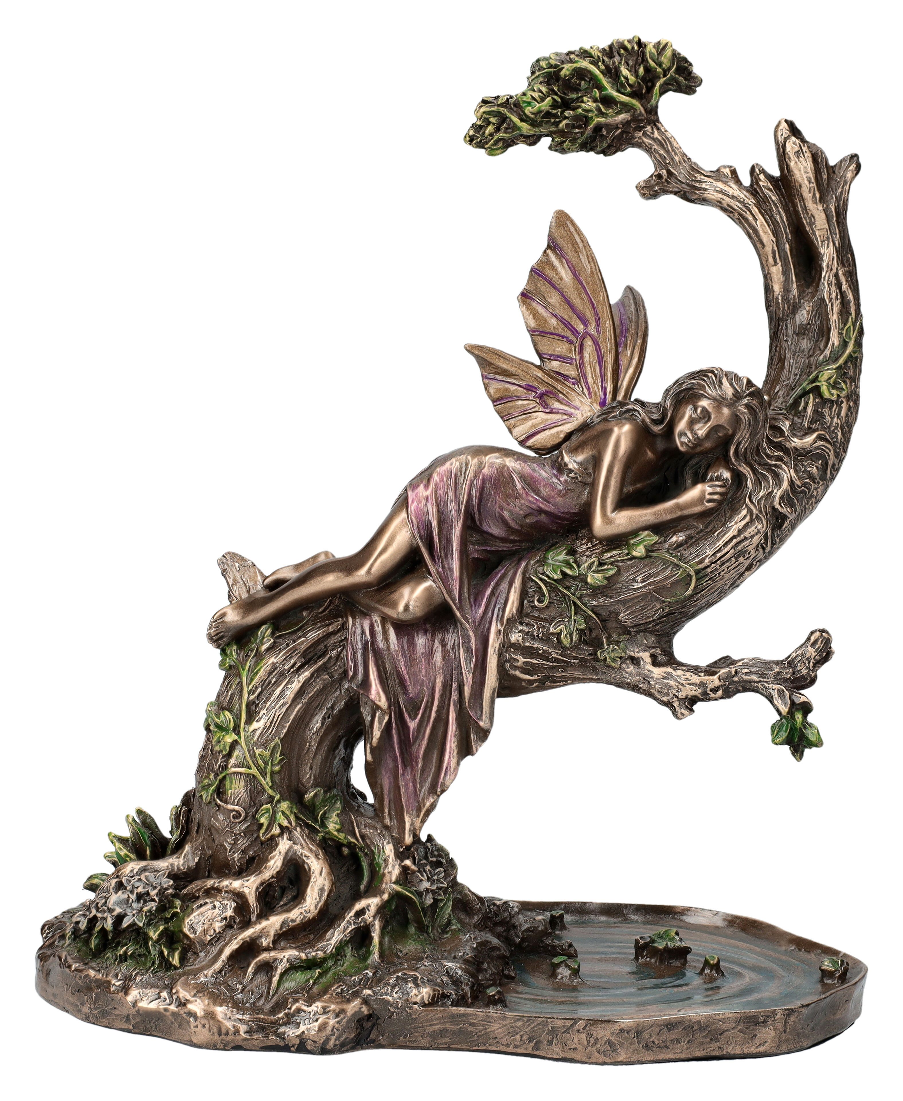 Figuren Shop GmbH Fantasy-Figur Elfen Figur schläft auf Baum über Teich - Veronese - Fantasy Fee Deko