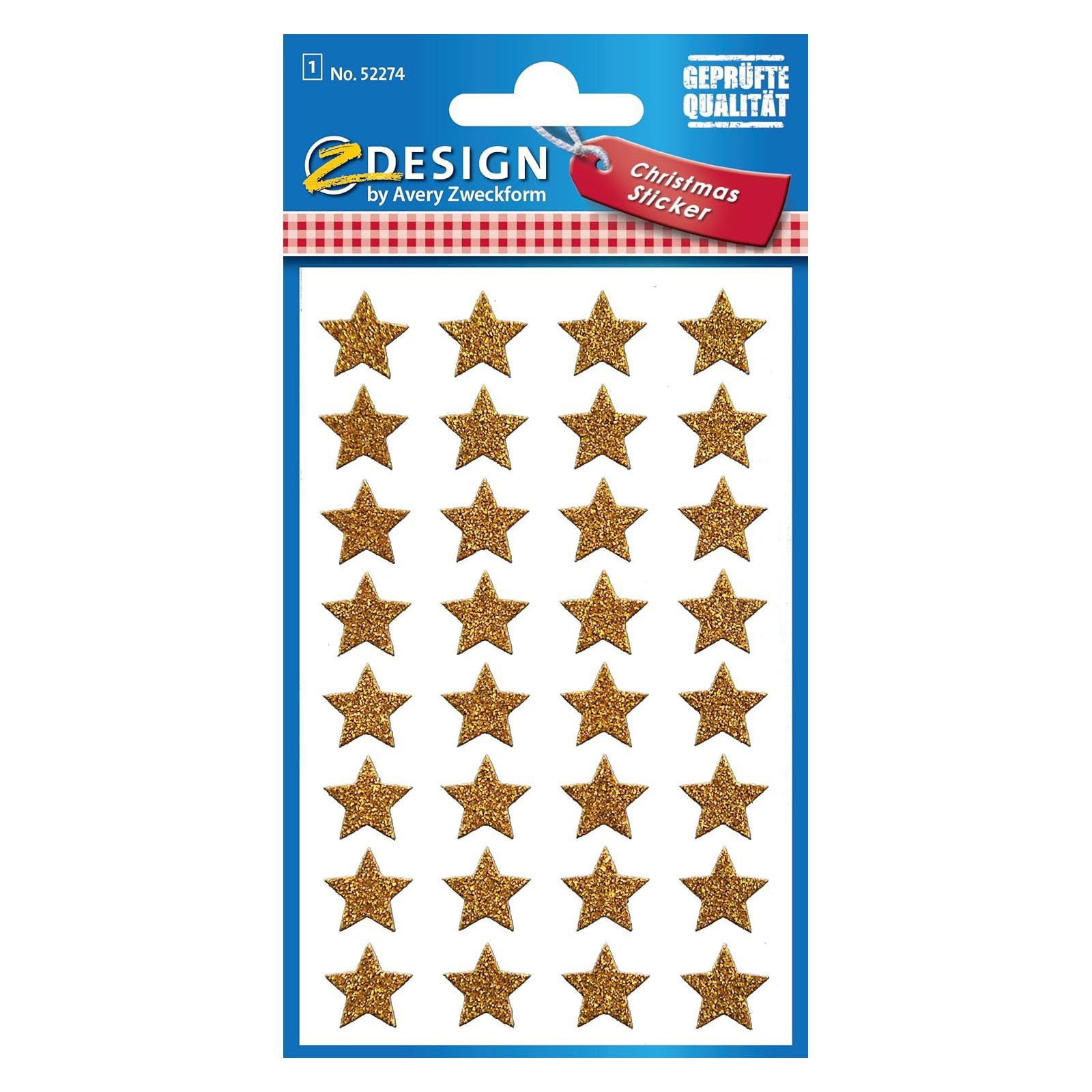 Avery Zweckform Sticker AVERY Zweckform ZDesign Weihnachts-Sticker "Glamour", gold