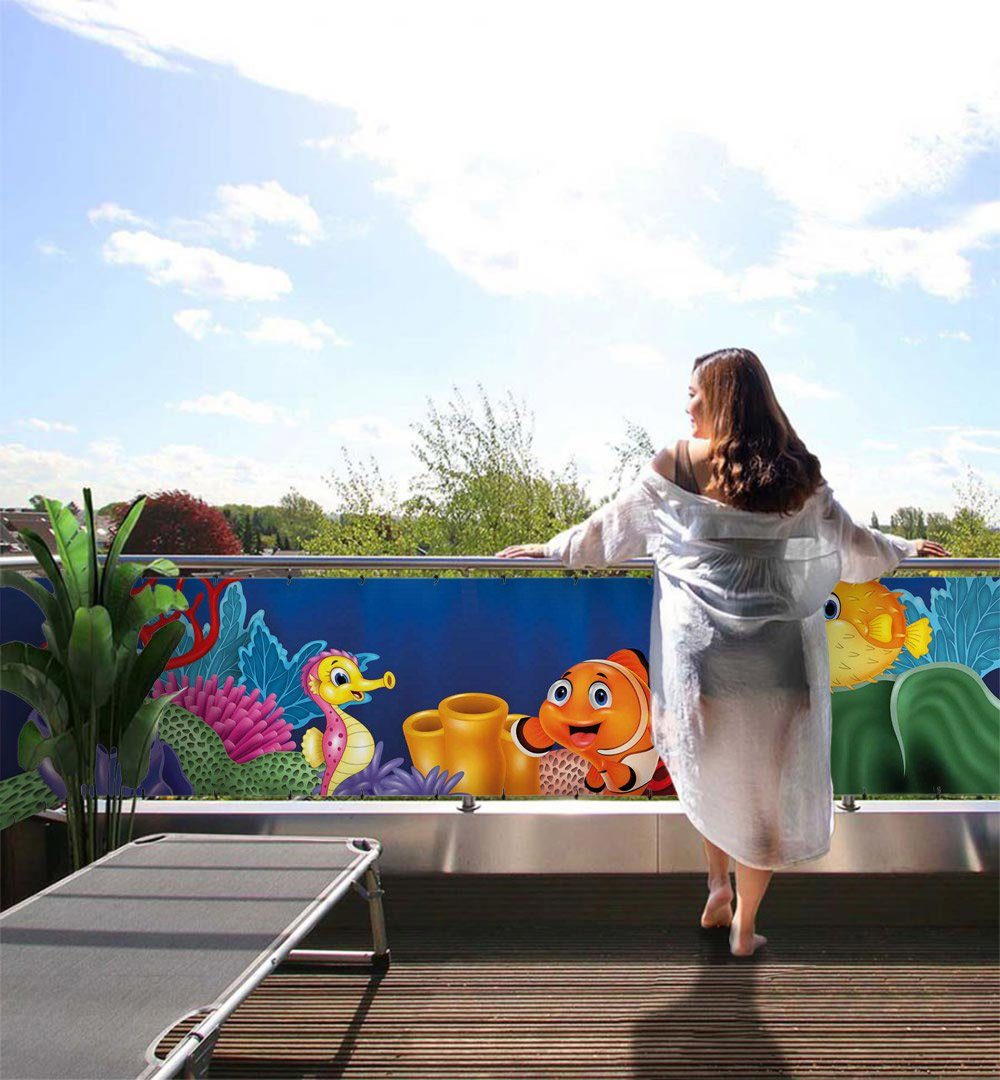 MyMaxxi Sichtschutzelement Balkonbanner Meerestiere Kinder Balkon günstig online kaufen