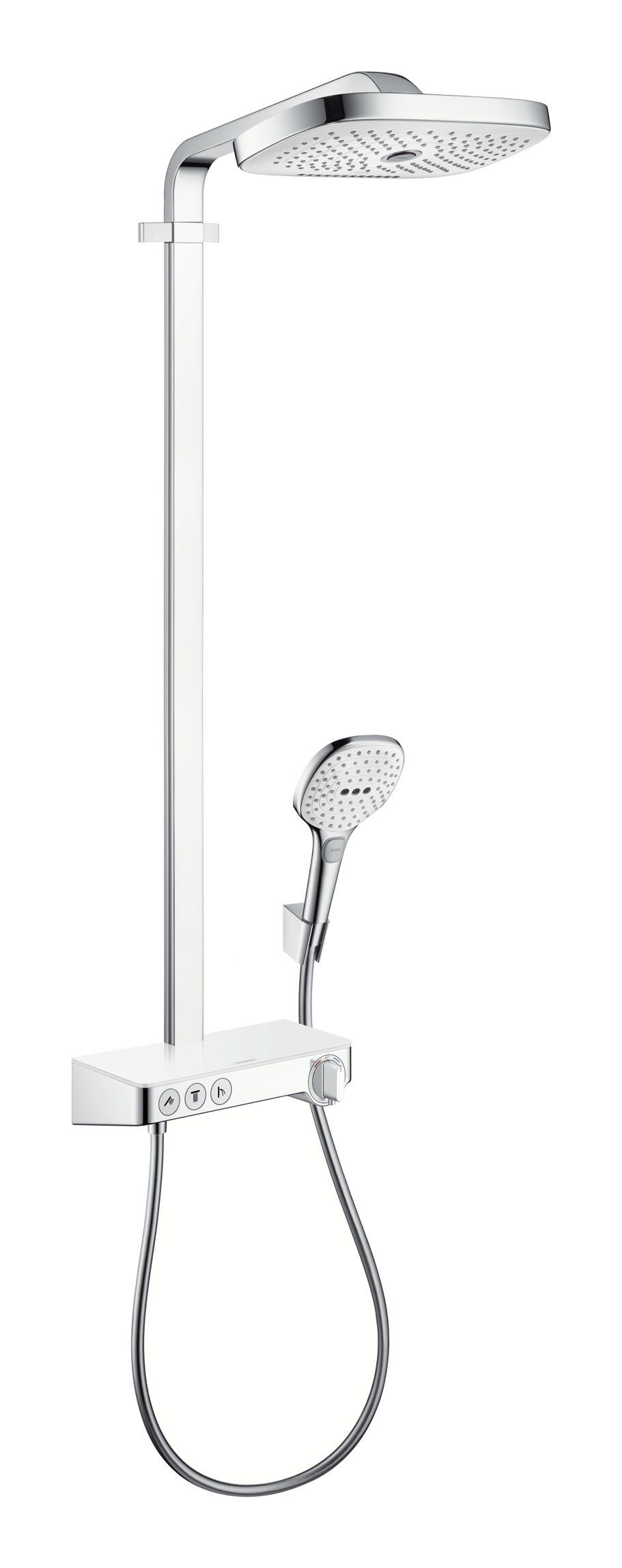 hansgrohe Duschsystem Raindance mit cm, ShowerTablet Select 300 Weiß / Showerpipe, Chrom - Weiß/Chrom 3jet Select Höhe E 110 300