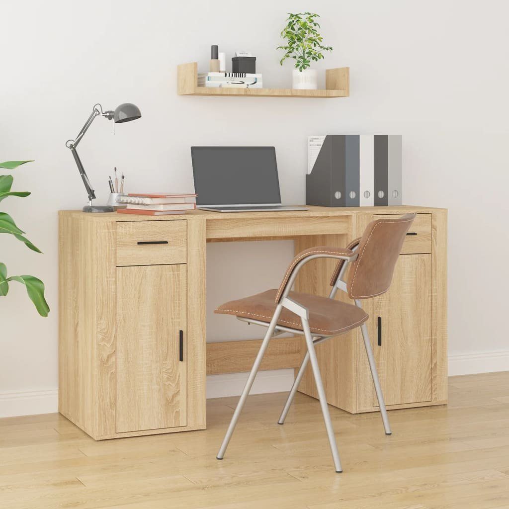 furnicato Schreibtisch mit Stauraum Sonoma-Eiche Holzwerkstoff
