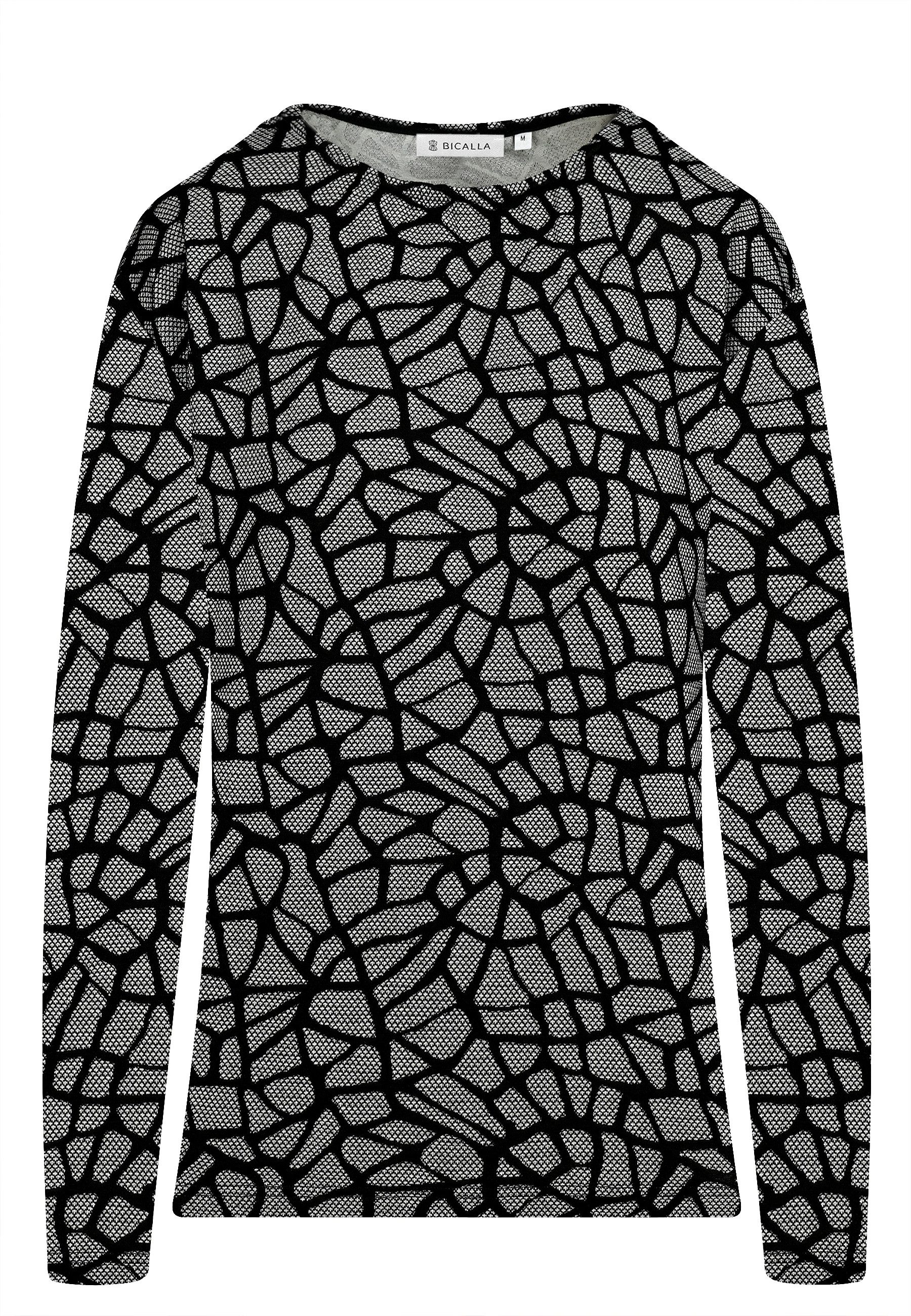 BICALLA T-Shirt Boxy-Shirt mit Grafik-Muster in Schwarz/Weiß (1-tlg)