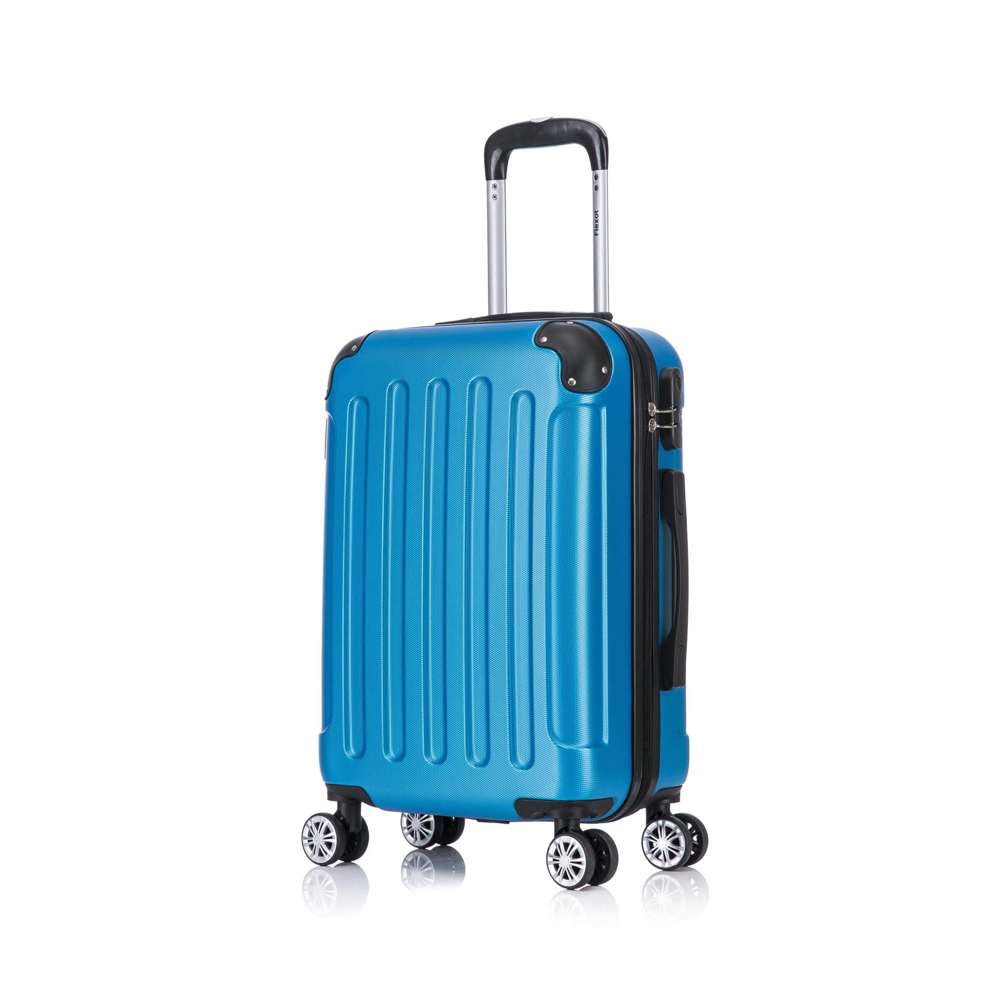 Flexot Hartschalen-Trolley F-2045 Kofferset, 360° Rollen, robuster Reisekoffer, Bordcase, 4 Rollen, Robuster und moderner Koffer mit vier 360° Rollen und Zahlenschloss