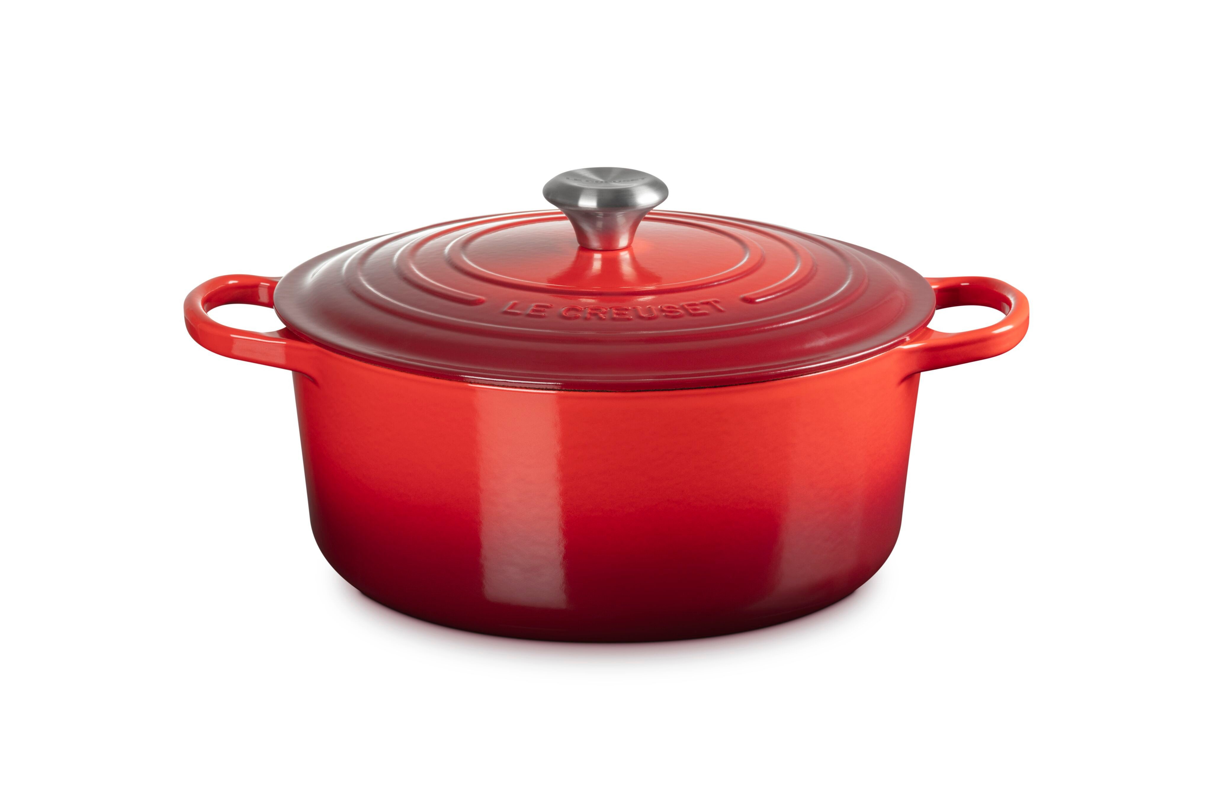 LE CREUSET Bräter Signature Gusseisen-Bräter, Gusseisen, Rund, Ø 28 cm, 5,3 l, 6,13 kg, Kirschrot, 21177280602430
