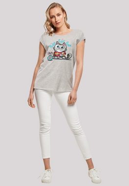 F4NT4STIC T-Shirt Extended Shoulder Shirt 'Big Bang Theory Bazinga Kitty' Damen,Premium Merch,Regular-Fit,Kurze Ärmel,Bedruckt