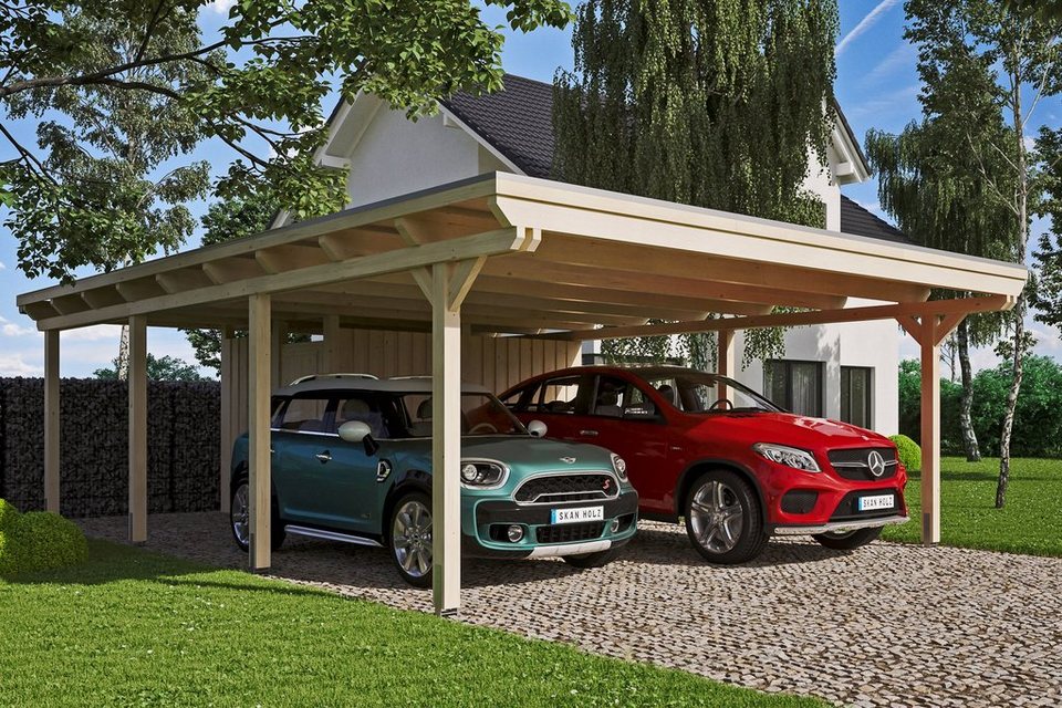 Skanholz Doppelcarport Emsland, BxT: 613x846 cm, 223 cm Einfahrtshöhe, mit  Abstellraum, in versch. Farben