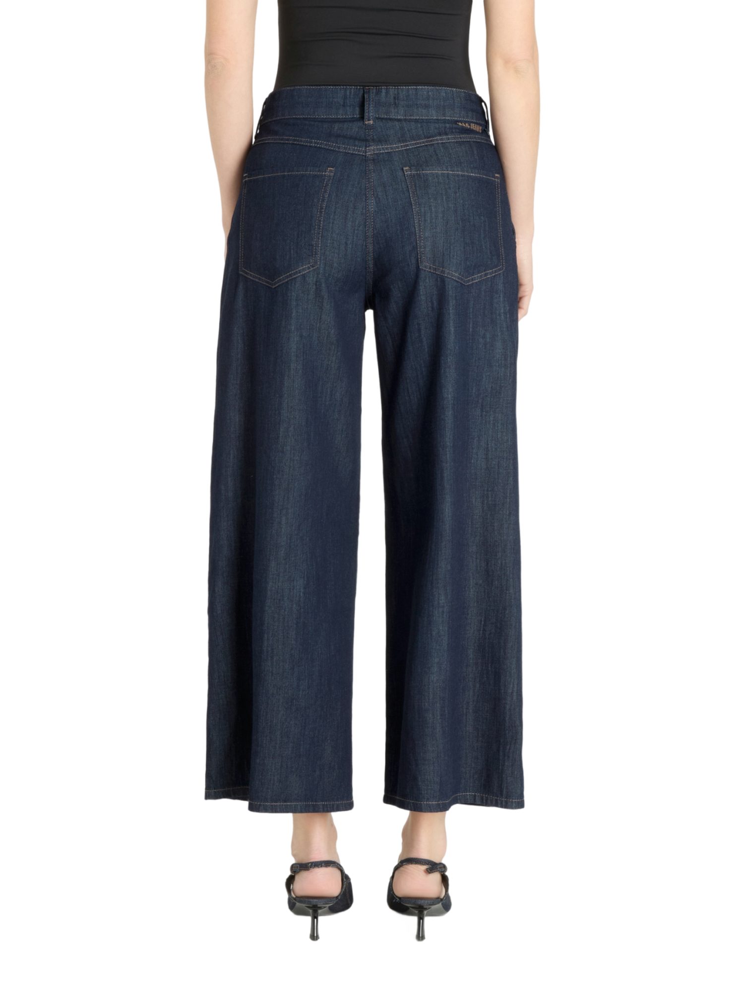 MAC Stretch-Hose blau, Casual, Baumwolle, Unifarben, Wide Leg, Mittel