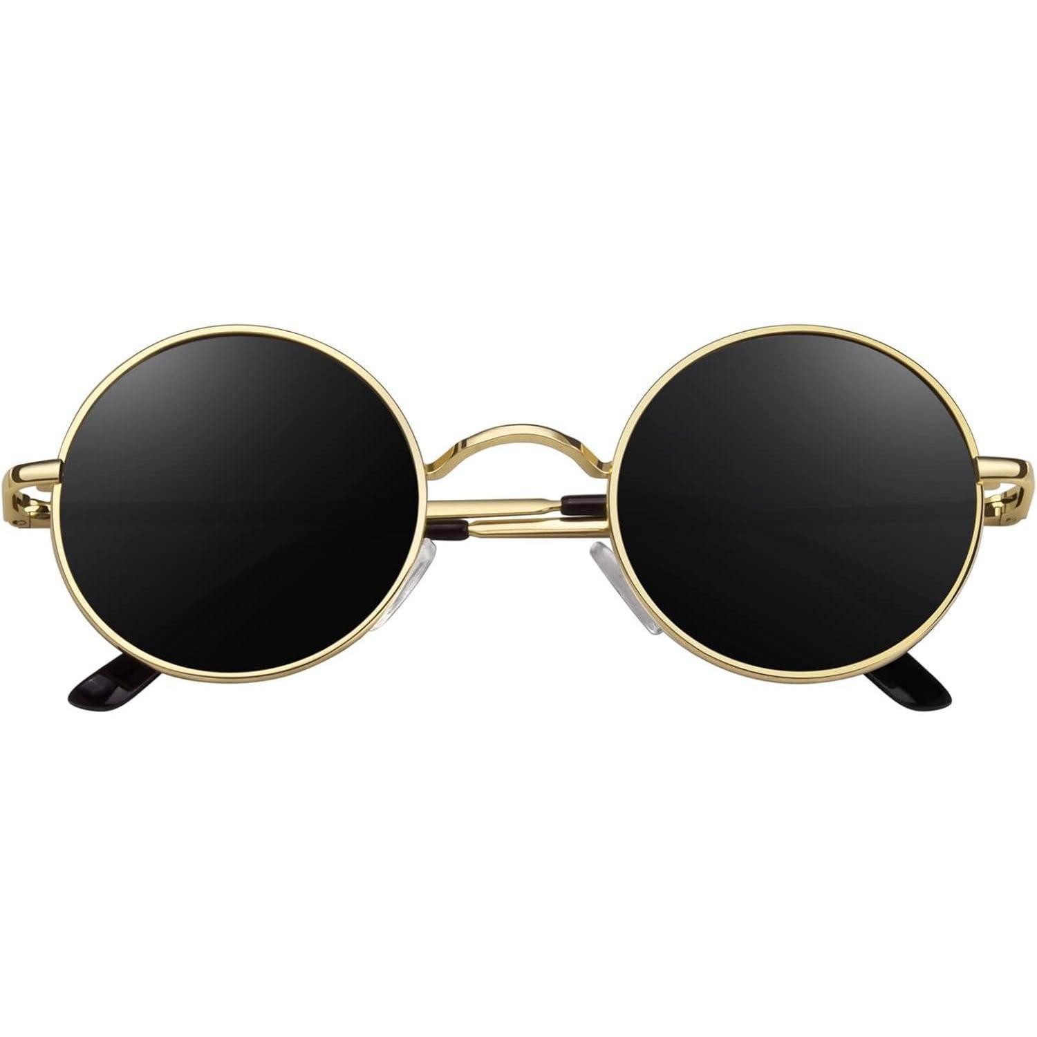 LuxusKollektion Retrosonnenbrille Runde polarisierte Sonnenbrille Hippie Retro UV400 Schutz Metallrahmen