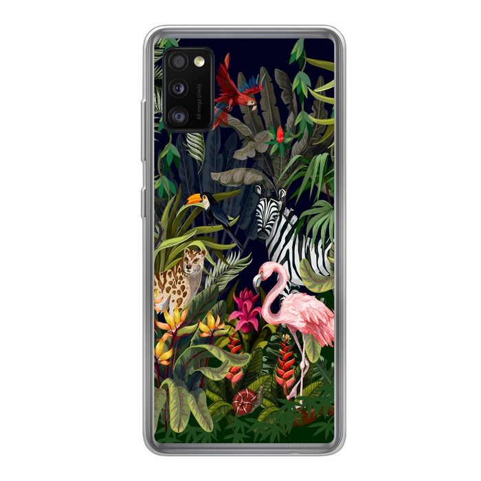 MuchoWow Handyhülle Dschungeltiere - Natur - Jungen - Mädchen - Flamingo - Zebra Handyhülle Samsung Galaxy A41 Smartphone-Bumper Print Handy
