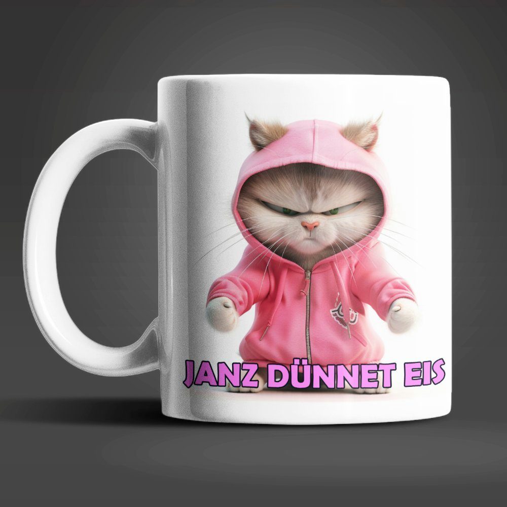 WS-Trend Tasse Katze Angry Cat Janz Dünnet Eis Keramik Kaffeetasse Teetasse, Keramik