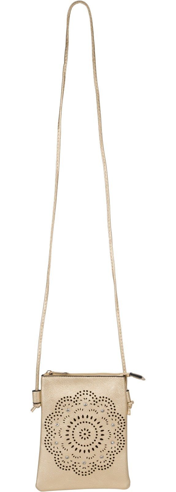 styleBREAKER Mini Bag Mini Umhängetasche Blumen Cutout und Strass (1-tlg) günstig online kaufen