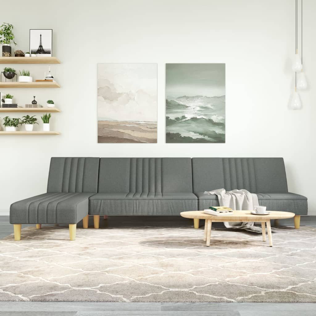 vidaXL Sofa Schlafsofa in L-Form Dunkelgrau 255x140x70 cm Stoff Chaiselongu günstig online kaufen