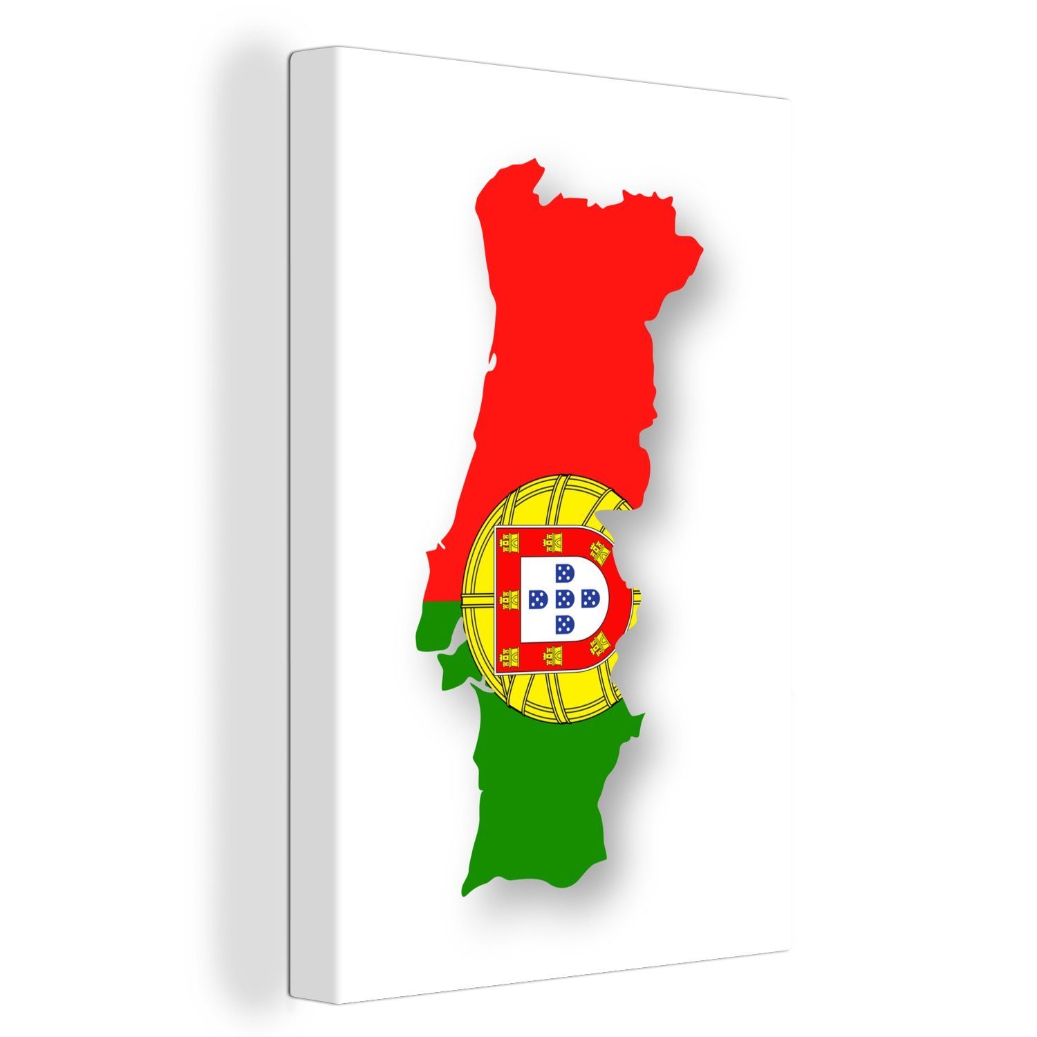 OneMillionCanvasses® Leinwandbild Illustration von Portugal in den Farben der Flagge vor einem weißen, (1 St), Leinwandbild fertig bespannt inkl. Zackenaufhänger, Gemälde, 20x30 cm