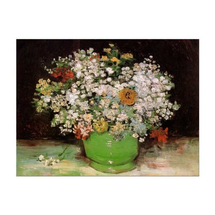 Bilderdepot24 Leinwandbild Alte Meister - Vincent van Gogh - Vase mit Zinnias und anderen Blumen Blumen