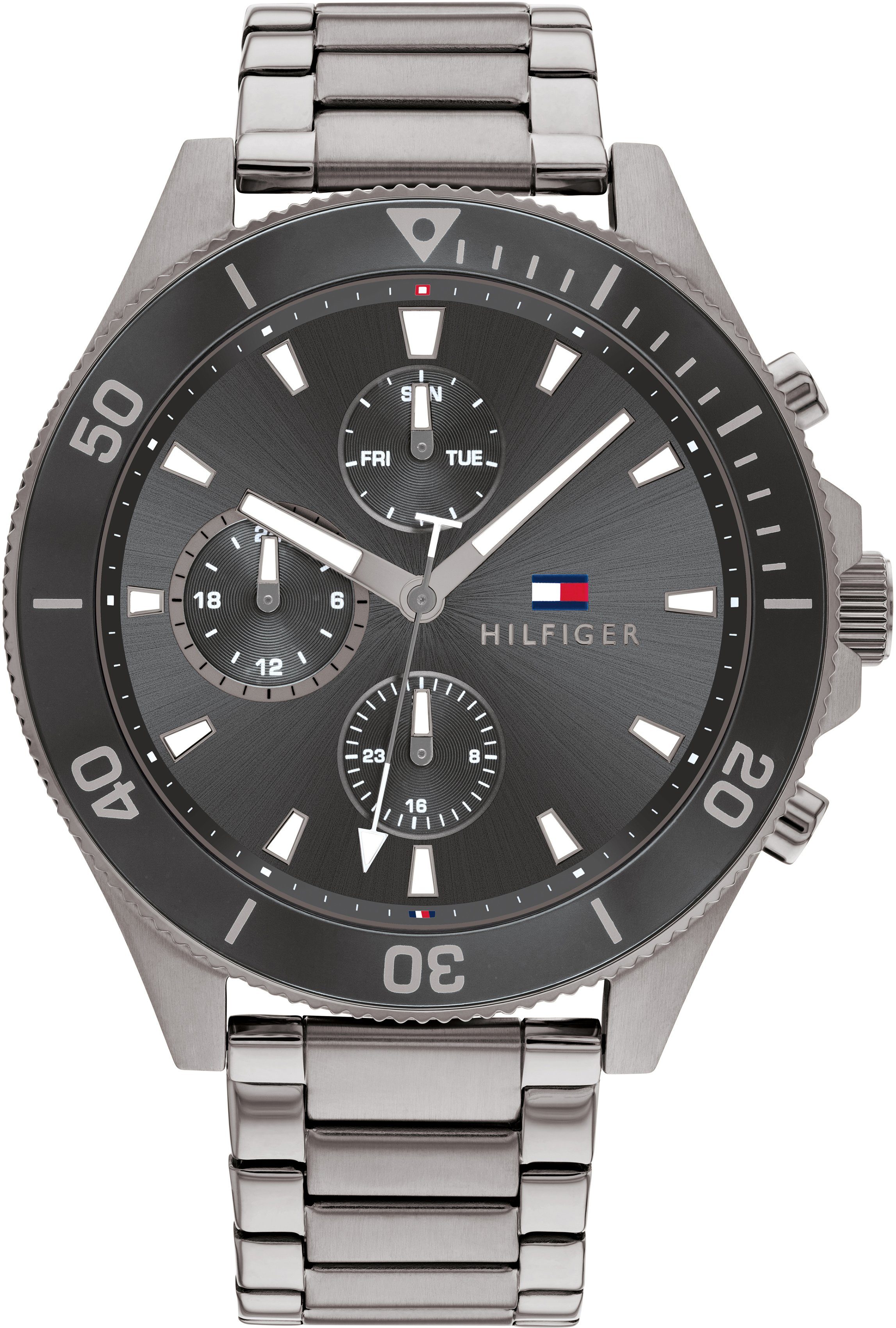 Tommy Hilfiger Multifunktionsuhr 1791918, Quarzuhr, Armbanduhr, Herrenuhr, Datum, 12/24-Std.-Anzeige, analog