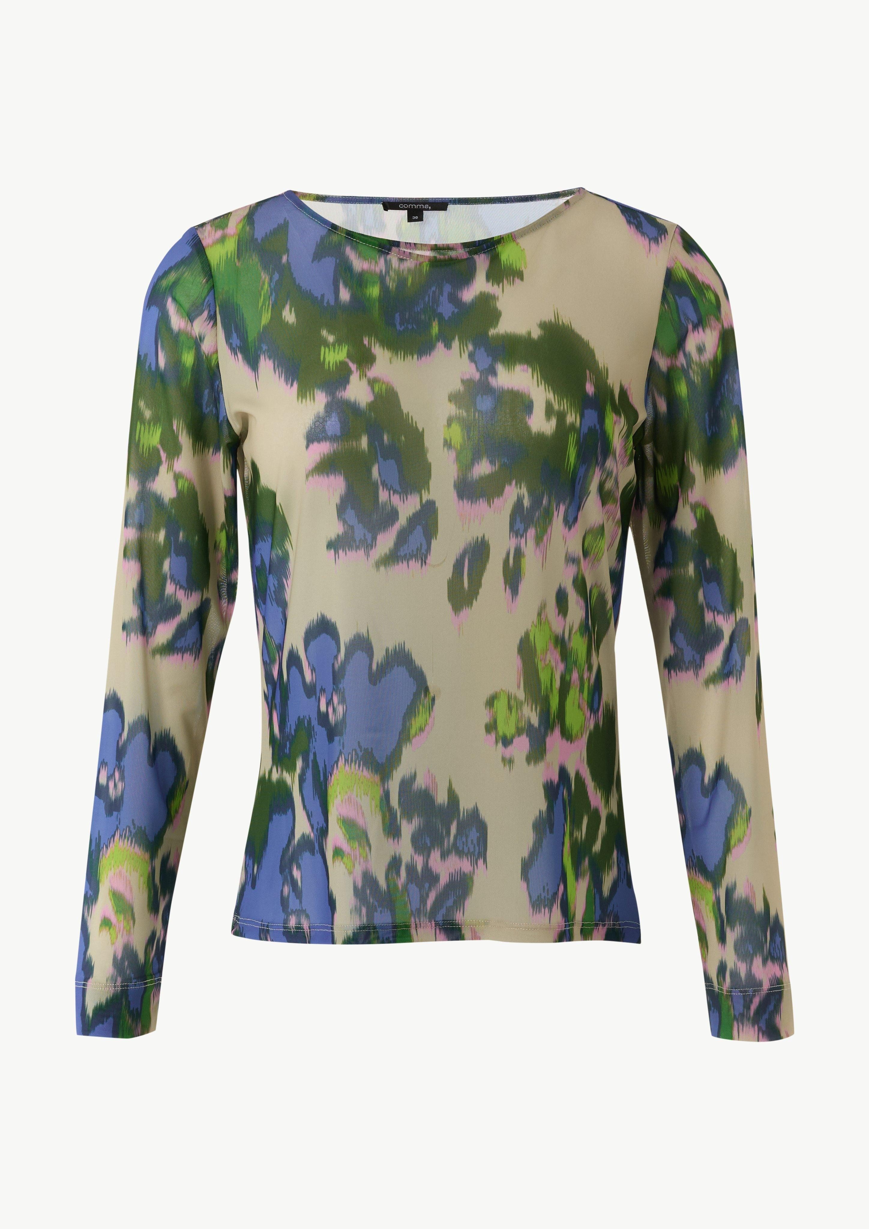 Comma Langarmshirt Longsleeve aus Mesh günstig online kaufen