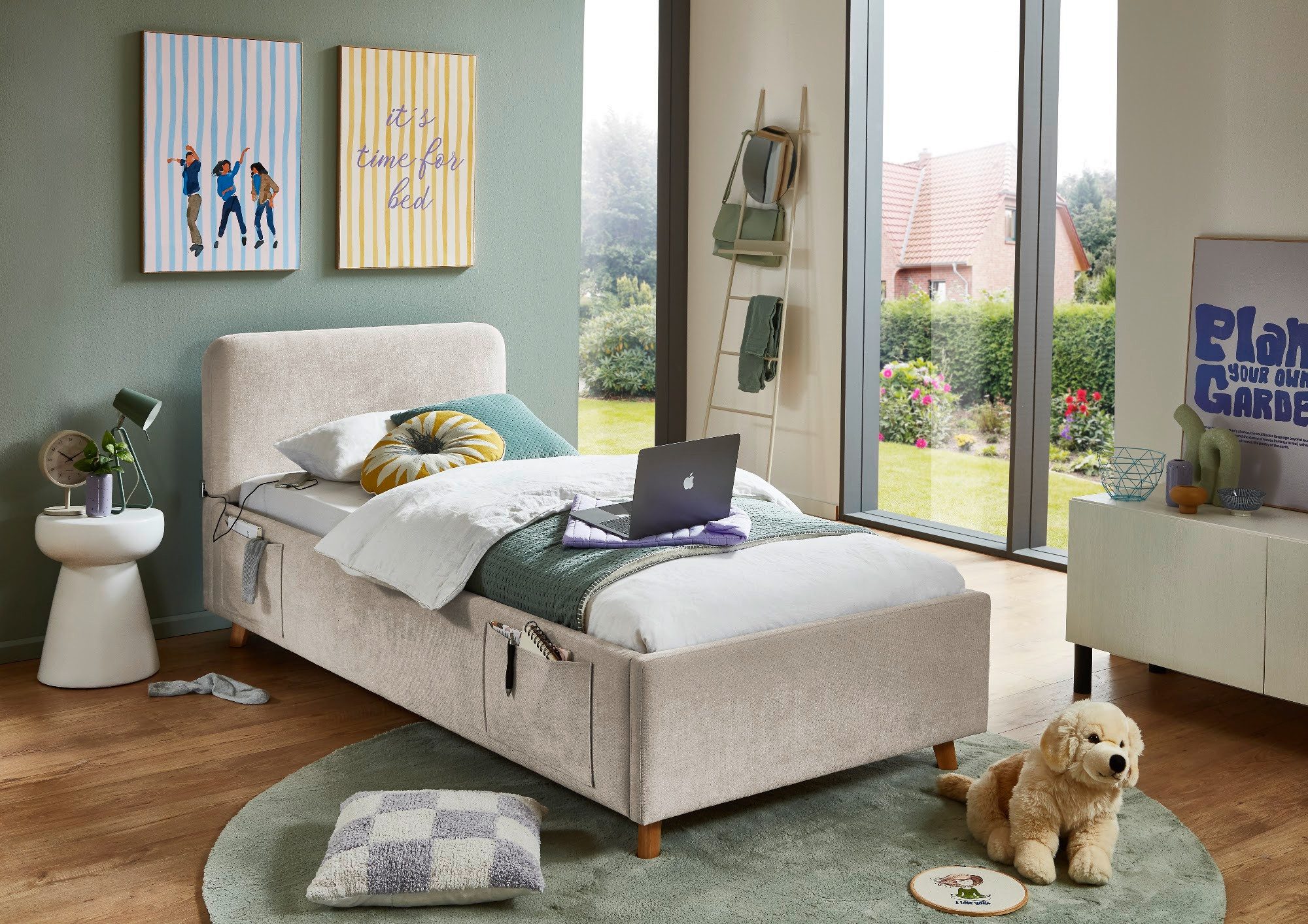 meise.möbel Kinderbett Cosy, USB-Anschluss, Betttaschen, Webstoff-Bezug