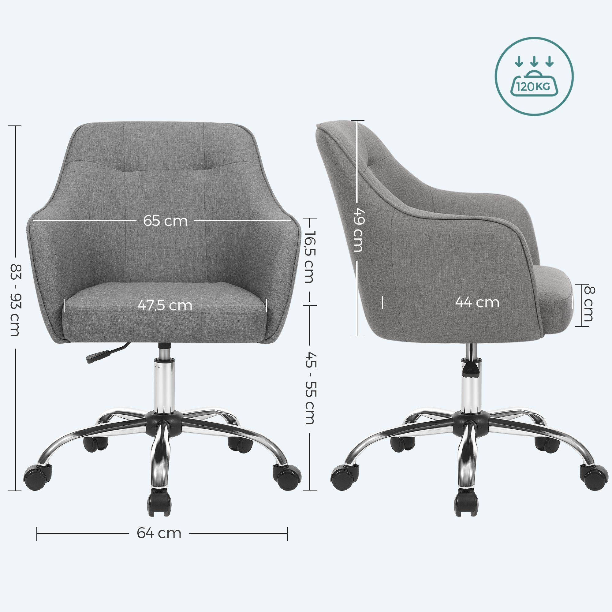 SONGMICS Bürostuhl (2 St), höhenverstellbar, atmungsaktiv, Baumwoll-Leinen- günstig online kaufen