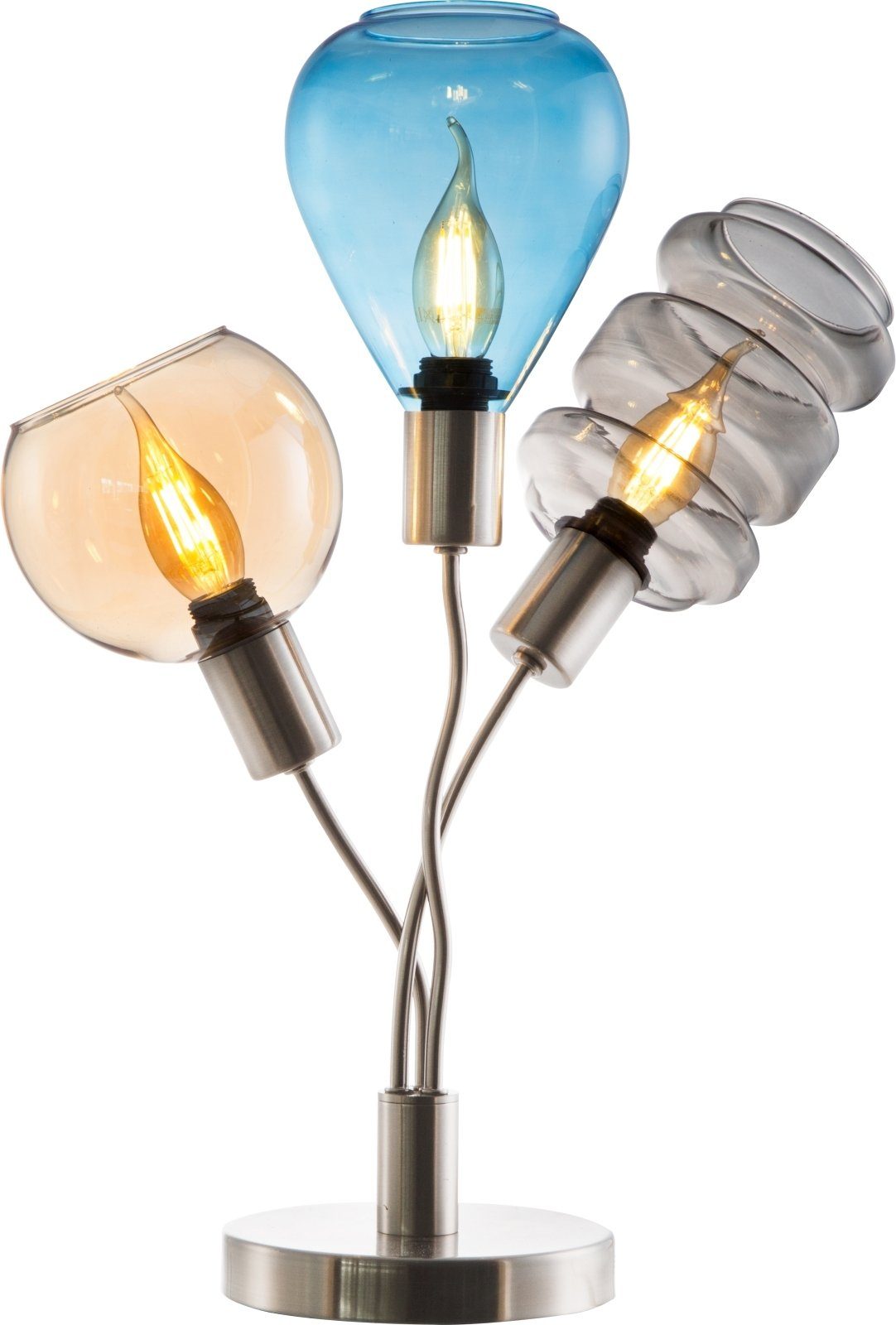 Nino Tischleuchte bmf-versand Glas bunt Tischleuchte Flammig 3 Wohnzimmer Tischlampe Leuchten