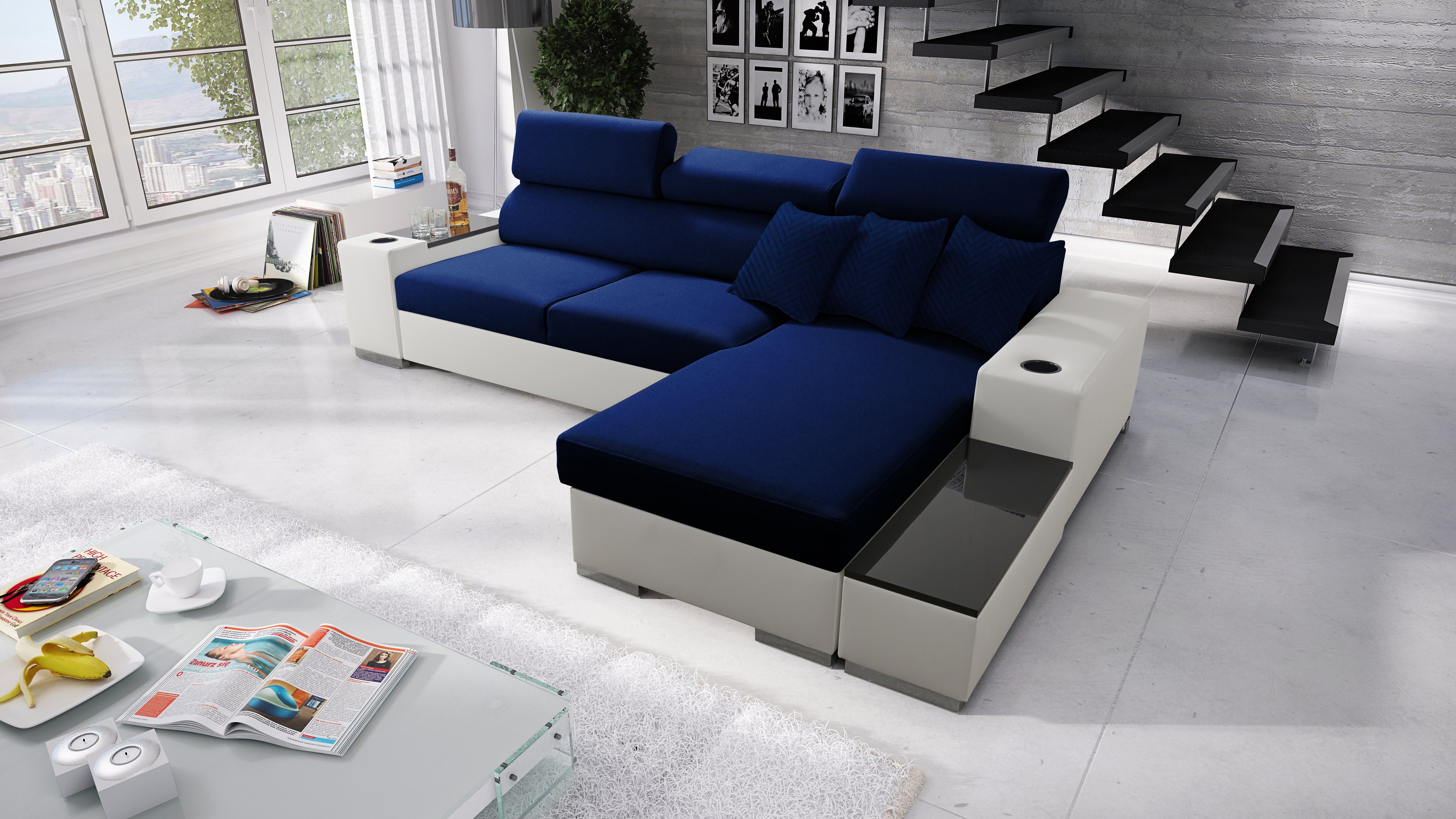 Best for Home Ecksofa Pete I Mini: Schlaffunktion & Bettkasten für das Moderne Wohnzimmer AMOR4314