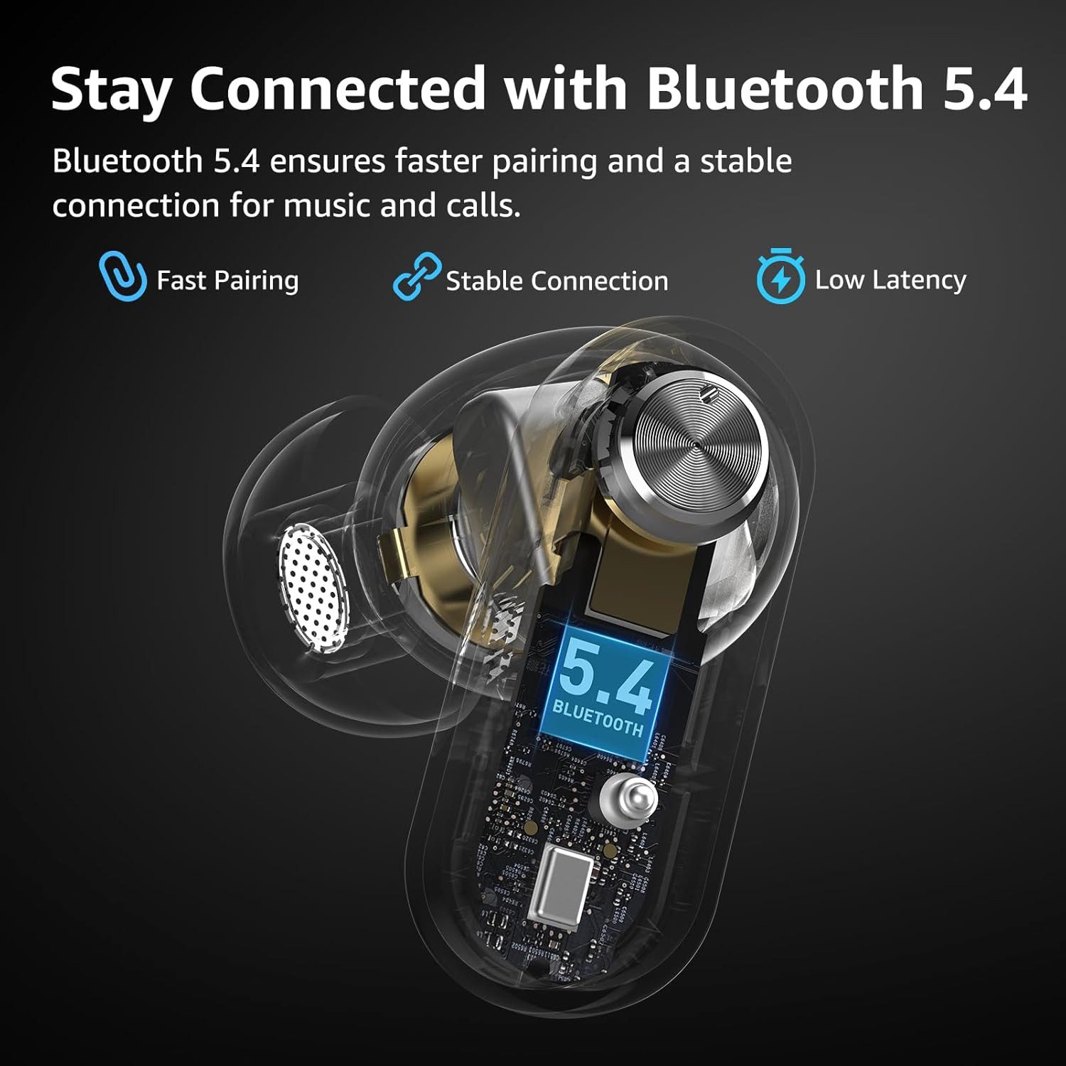 TOZO Bluetooth 5.4 Kopfhörer mit ANC, ENC & 35h Akku In-Ear-Kopfhörer (Diese kabellosen Bluetooth Kopfhörer bieten kraftvollen Sound, klare Höhen und tiefe Bässe für ein beeindruckendes Musikerlebnis im Alltag., Kabellose Noise Cancelling Kopfhörer mit App, IPX5 & starkem Sound)
