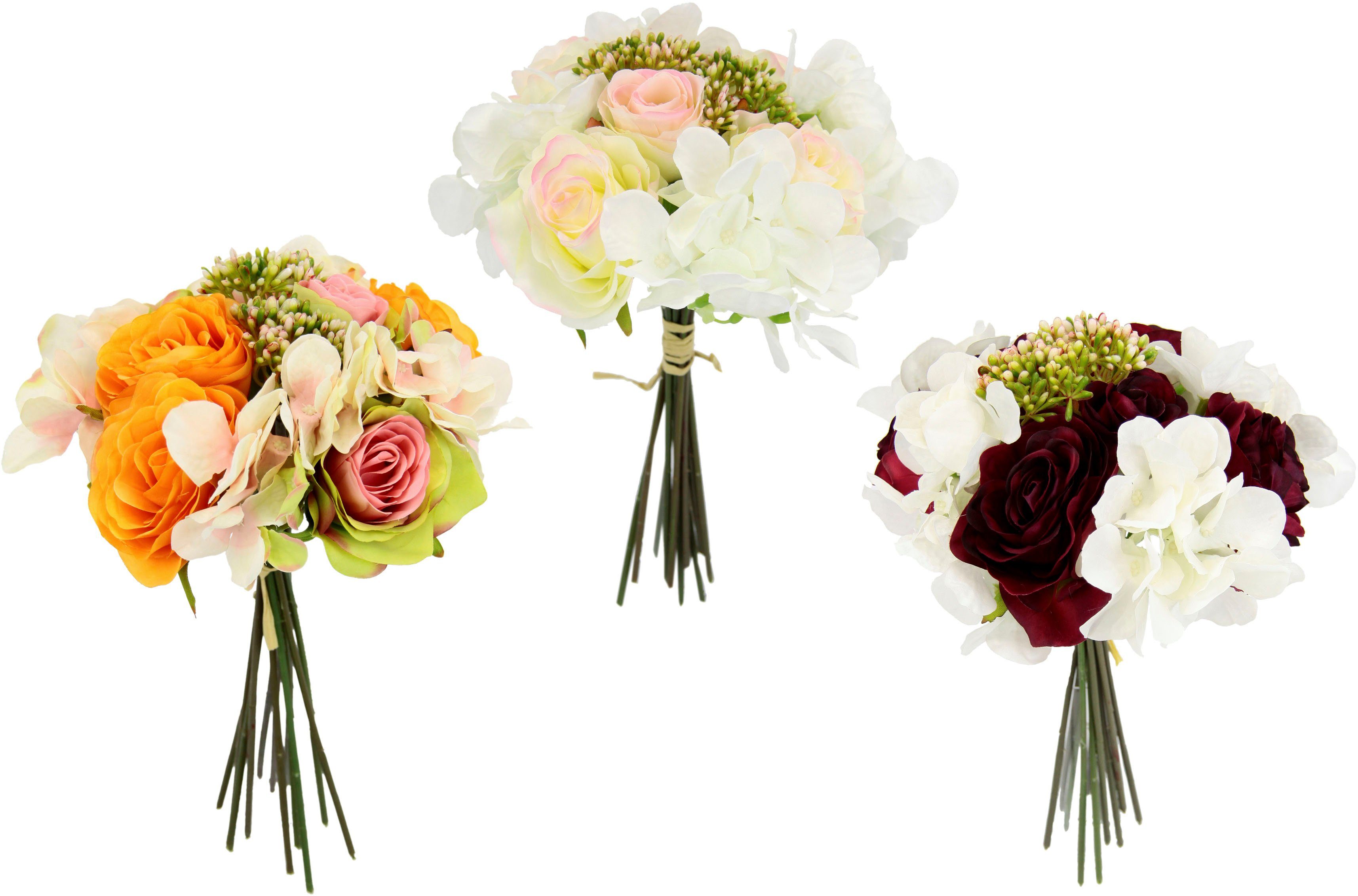 Kunstpflanze Rosenbouquet mit Hortensien, I.GE.A., Höhe 30 cm, 30 cm