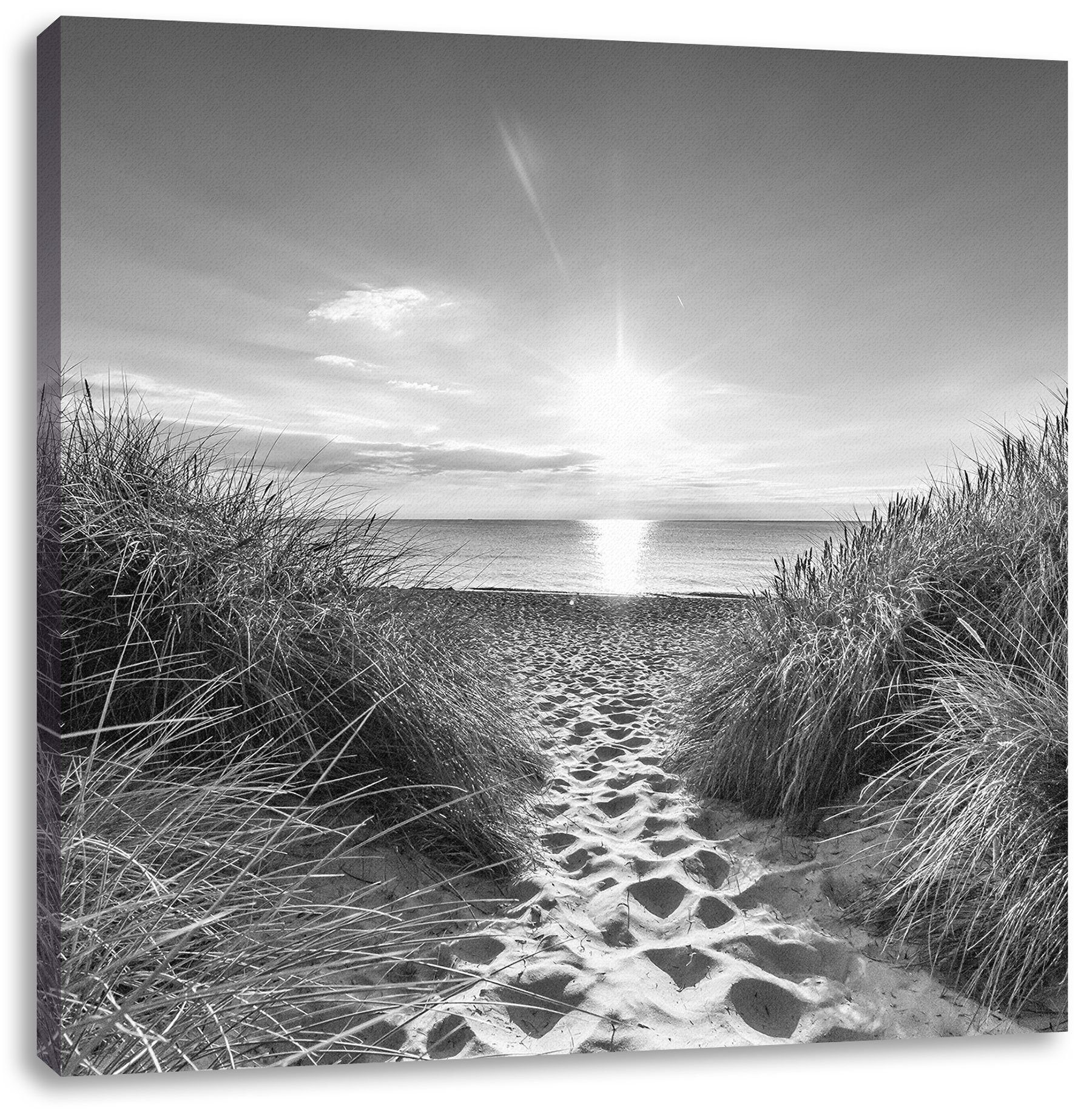 Pixxprint Leinwandbild der Weg ins Meer Kunst B&W, der Weg ins Meer Kunst B günstig online kaufen