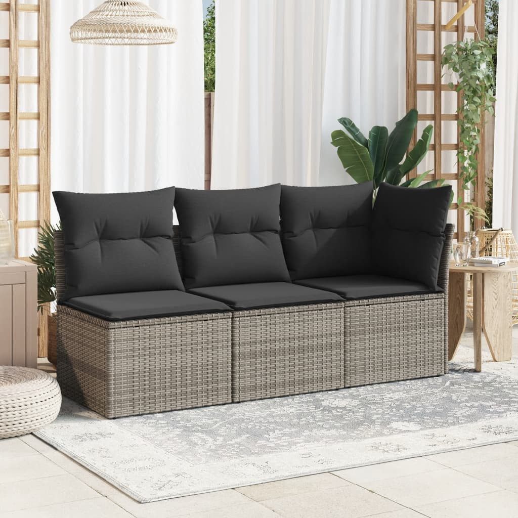 vidaXL Loungesofa Gartensofa ohne Armlehnen mit Kissen Grau Poly Rattan, 1 günstig online kaufen
