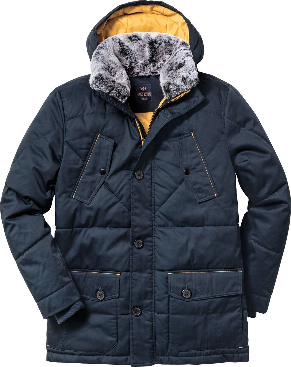 Franco Bettoni Parka abnehmbare Kapuze und Kunstpelzkragen