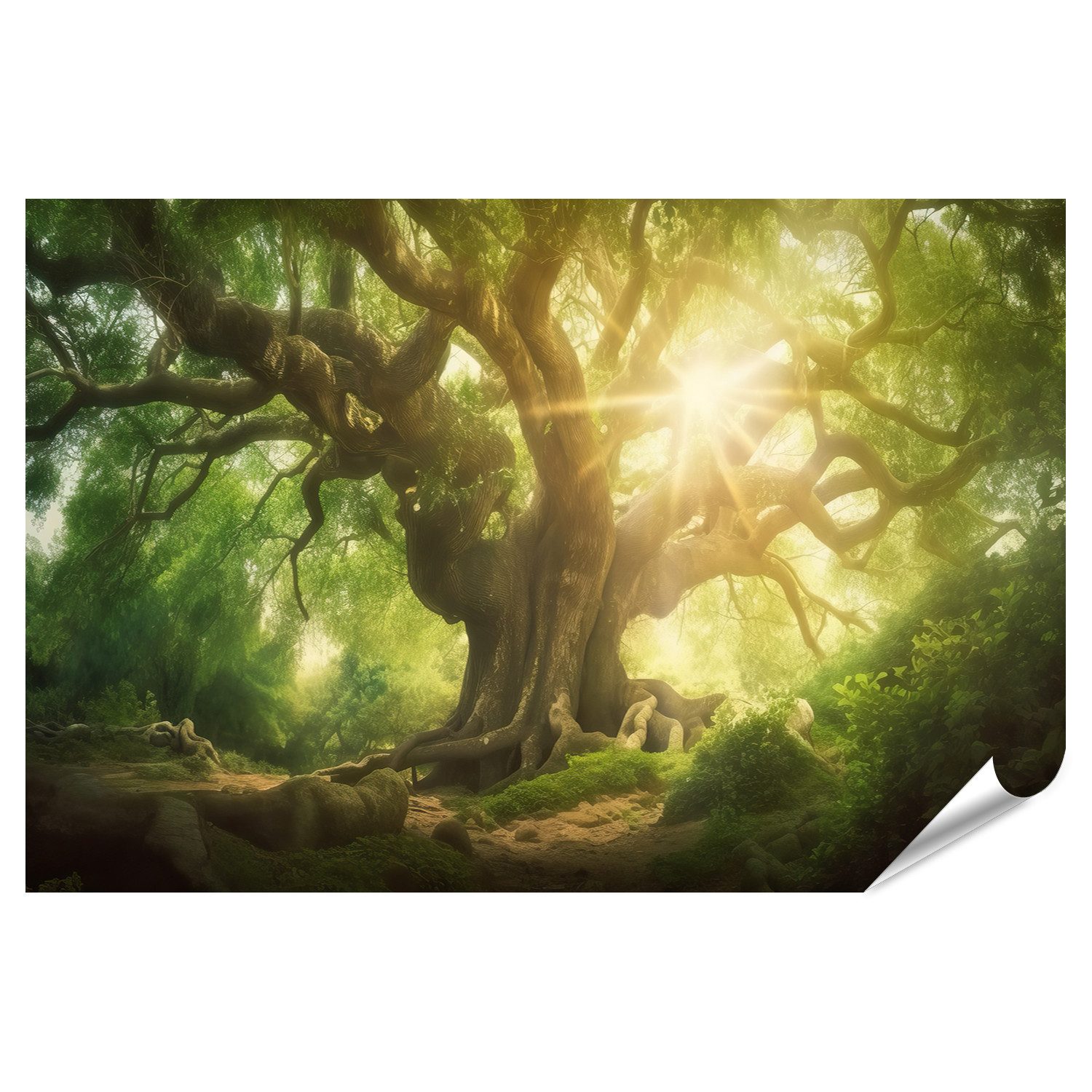 islandburner Плакат Alter Eichenbaum Sommerwald Зображення