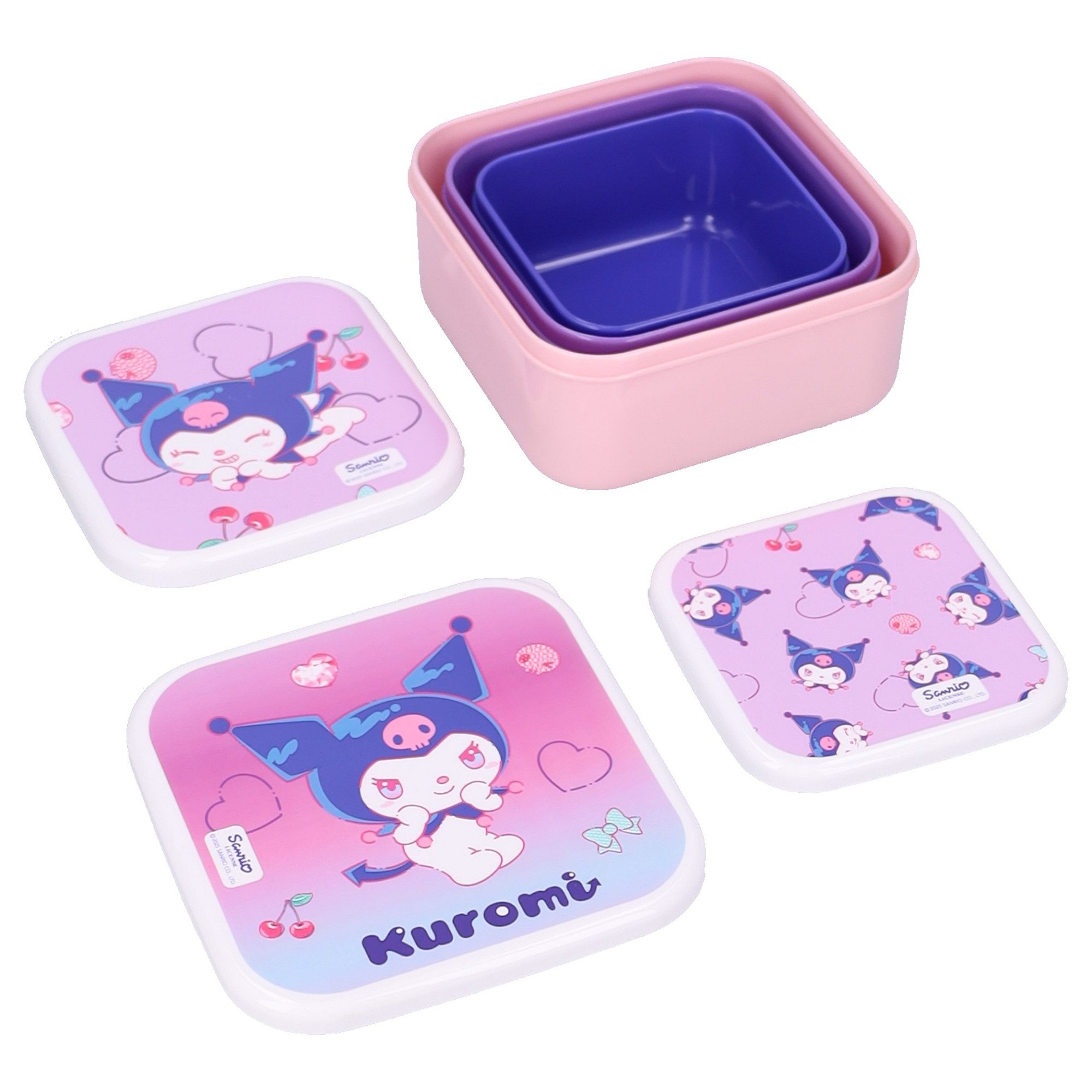 Hello Kitty Lunchbox Kuromi 3 Stück Snackbox Fresh Bites für Schule Ausflüge und Alltag, (3-tlg)