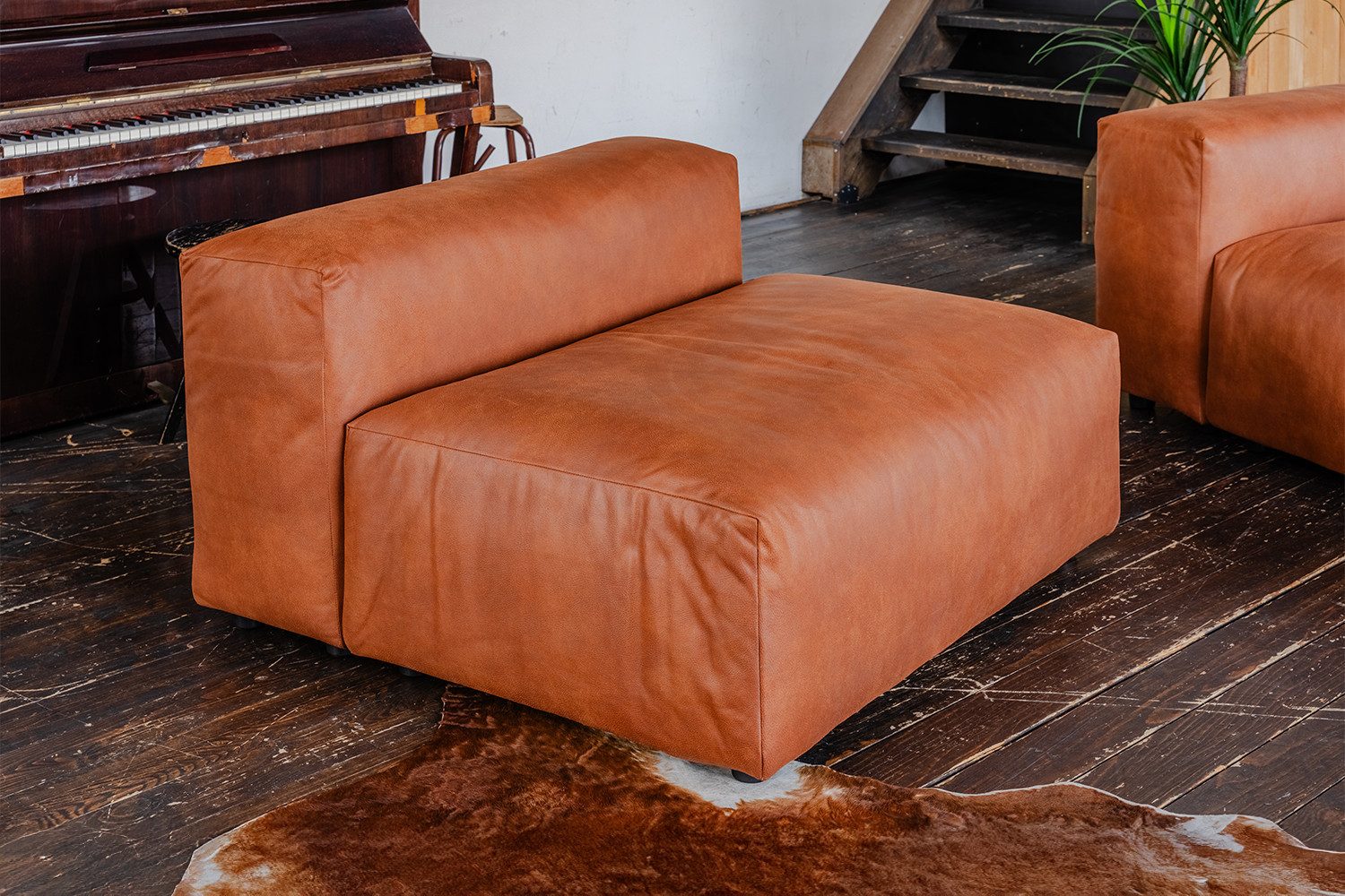 KAWOLA Sessel MIA Lederfaserstoff cognac – Sitz- und Lehnmodul – flexibel, Edle Lederoptik, pflegeleicht & individuell kombinierbar