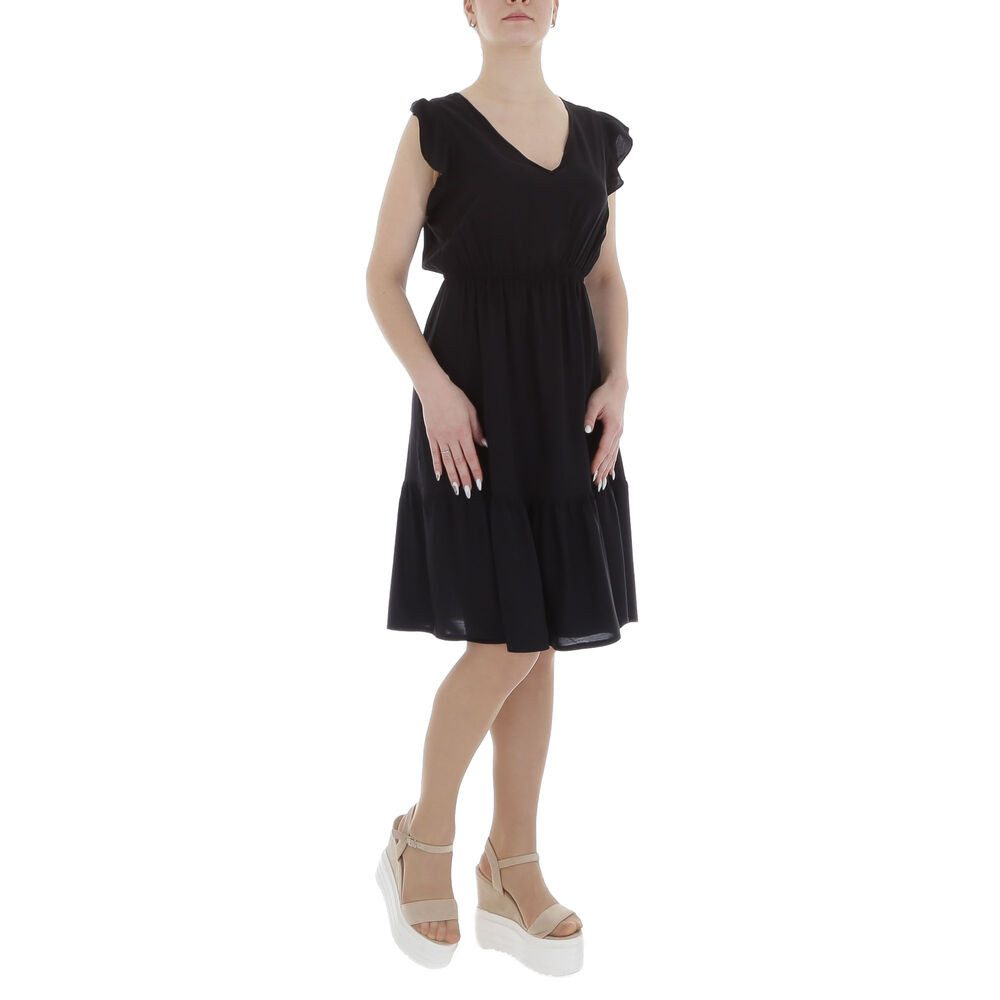 Ital-Design Sommerkleid Damen Freizeit (85941304) Rüschen Sommerkleid in Schwarz – Bild 4 von 5