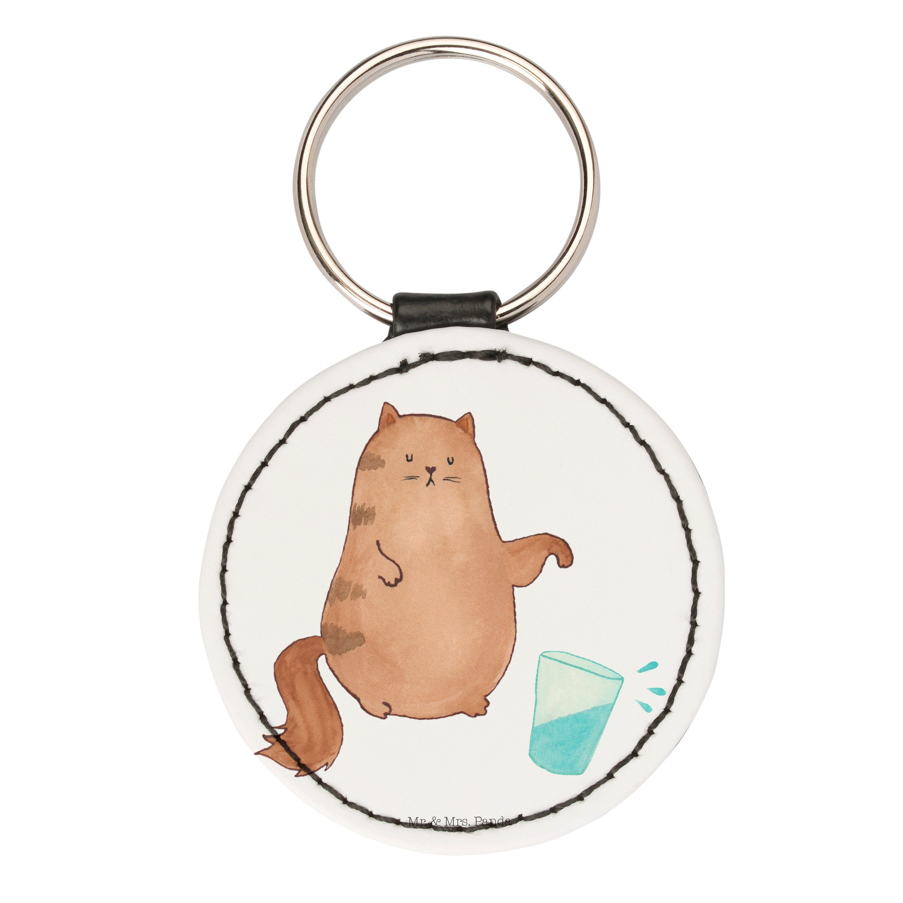 Wasserglas & Ta - Schlüsselanhänger Katze - (1-tlg) Geschenk, Mr. Katzenliebhaber, Schutzengel, Mrs. Weiß Panda