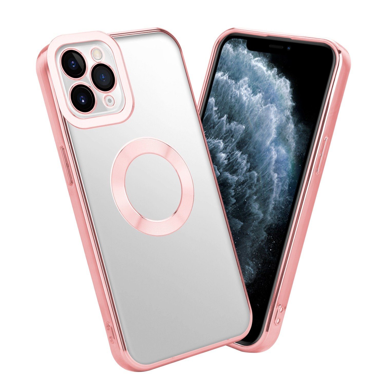 Cadorabo Handyhülle Apple iPhone 11 PRO MAX Apple iPhone 11 PRO MAX, Schutzhülle - TPU Silikon Hülle - mit Chrome Applikation