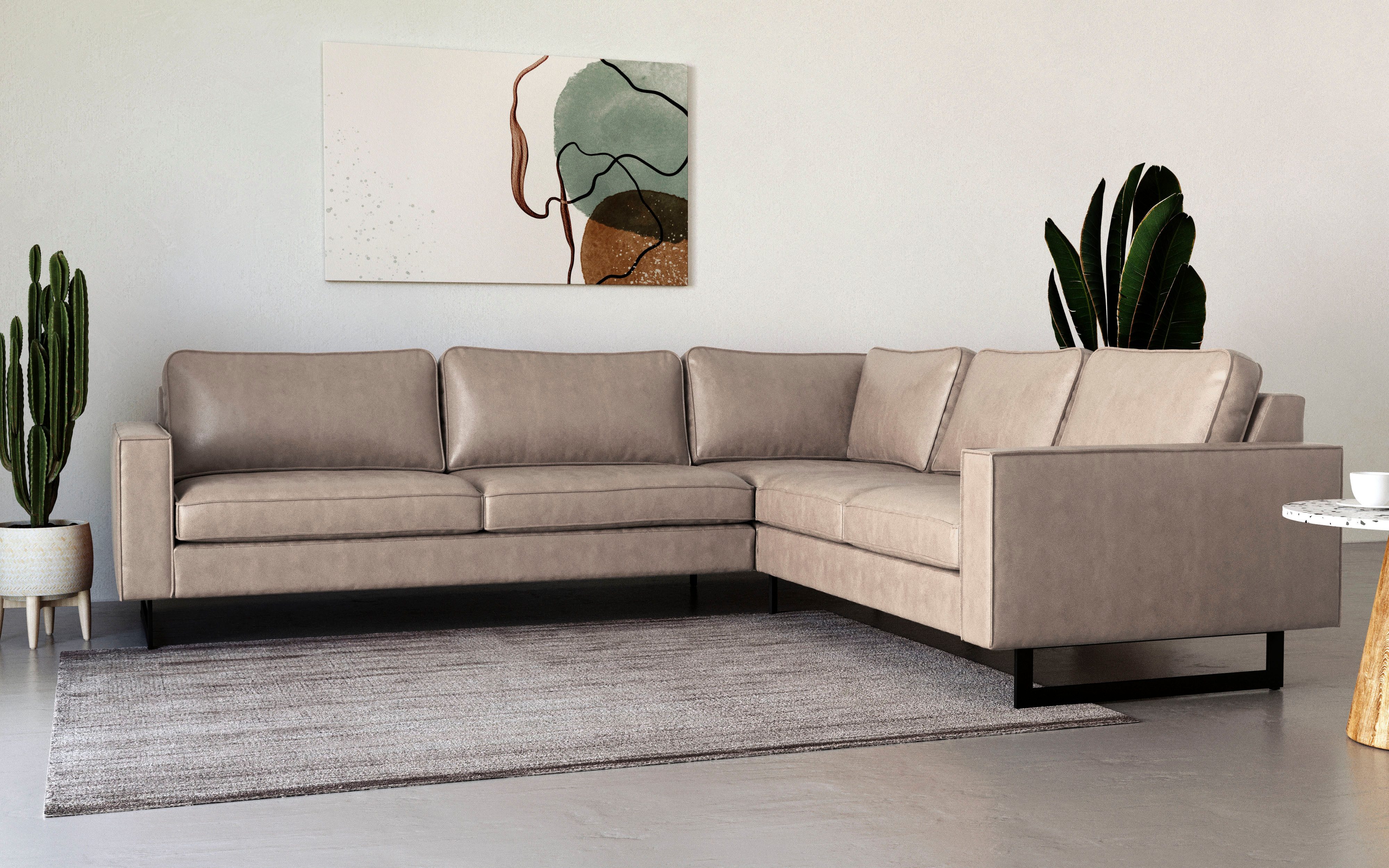 Places of Style Ecksofa "Pinto, XXL, 250/290 cm, langer Schenkel, Ottomane" günstig online kaufen